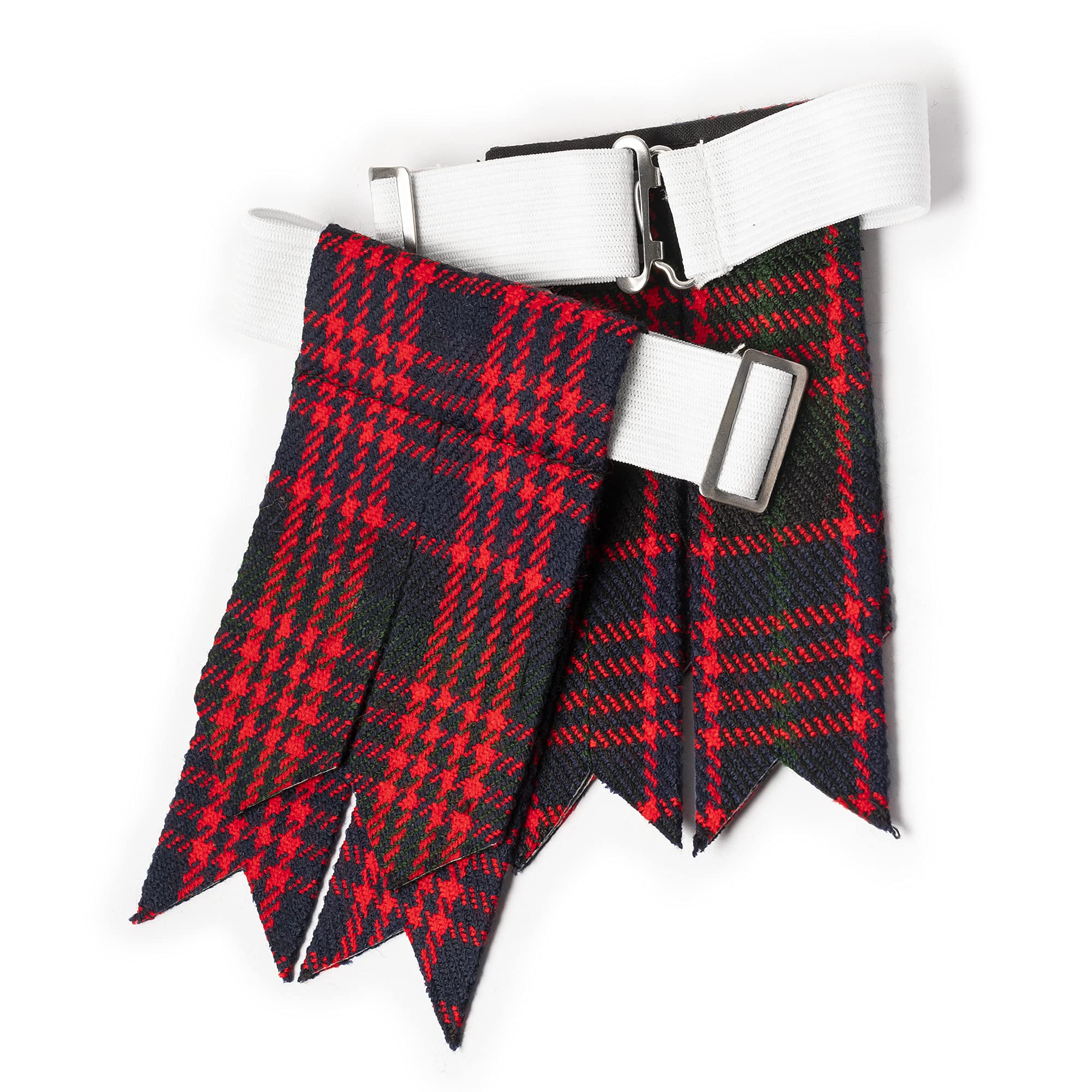 YAS Designer Kilt Flashes for Men with Heavy Buckle Adjusters, Plain & Tartan Socks kilt Flashes/Acrylic Wool Garter Pointed (Macdonald)