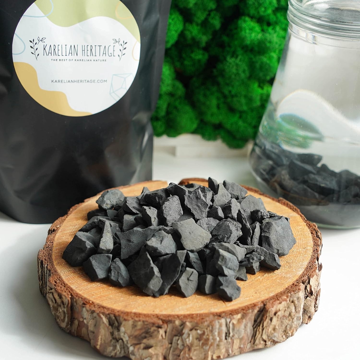 Karelian Heritage Raw Shungite Stones for Making Healthy Shungite Water 2 lb | Water Purification Filtering Authentic Shungite Rock | Alkaline Drinking Mineral Stone | Natural Organic Fertilizer SW08