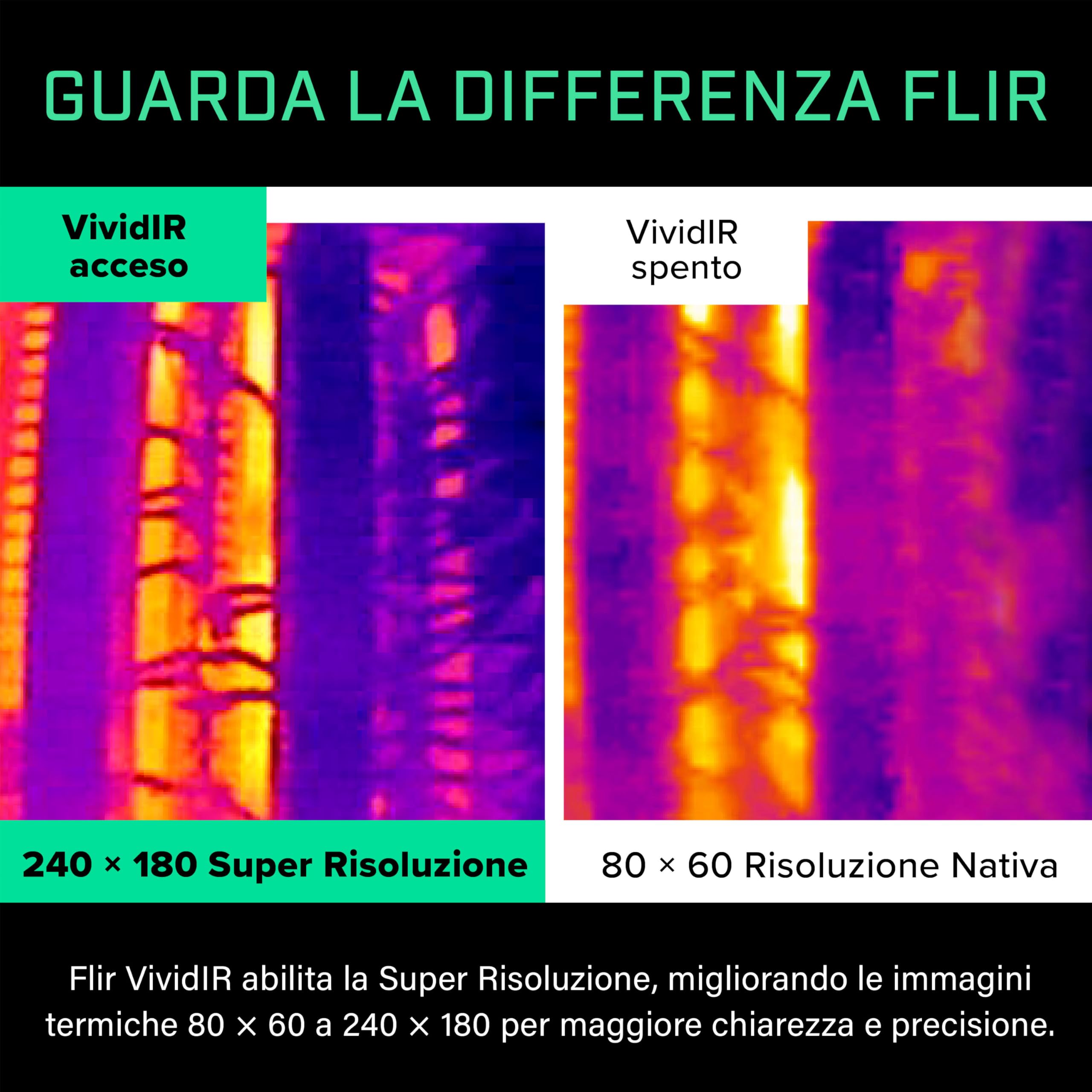 Flir One - Termocamera Per Smartphone iOS (iPhone 14 E Precedenti Con Porta Lightning), Super Risoluzione 240x180 (IR Nativo 80x60)