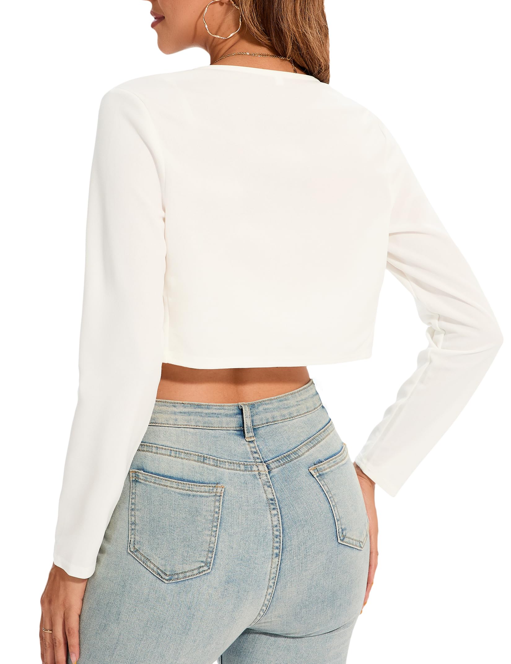 Veste boléro pour femme - Blazer court festif - Élégant - Avant ouvert - Manches longues - Boléro pour robe de soirée