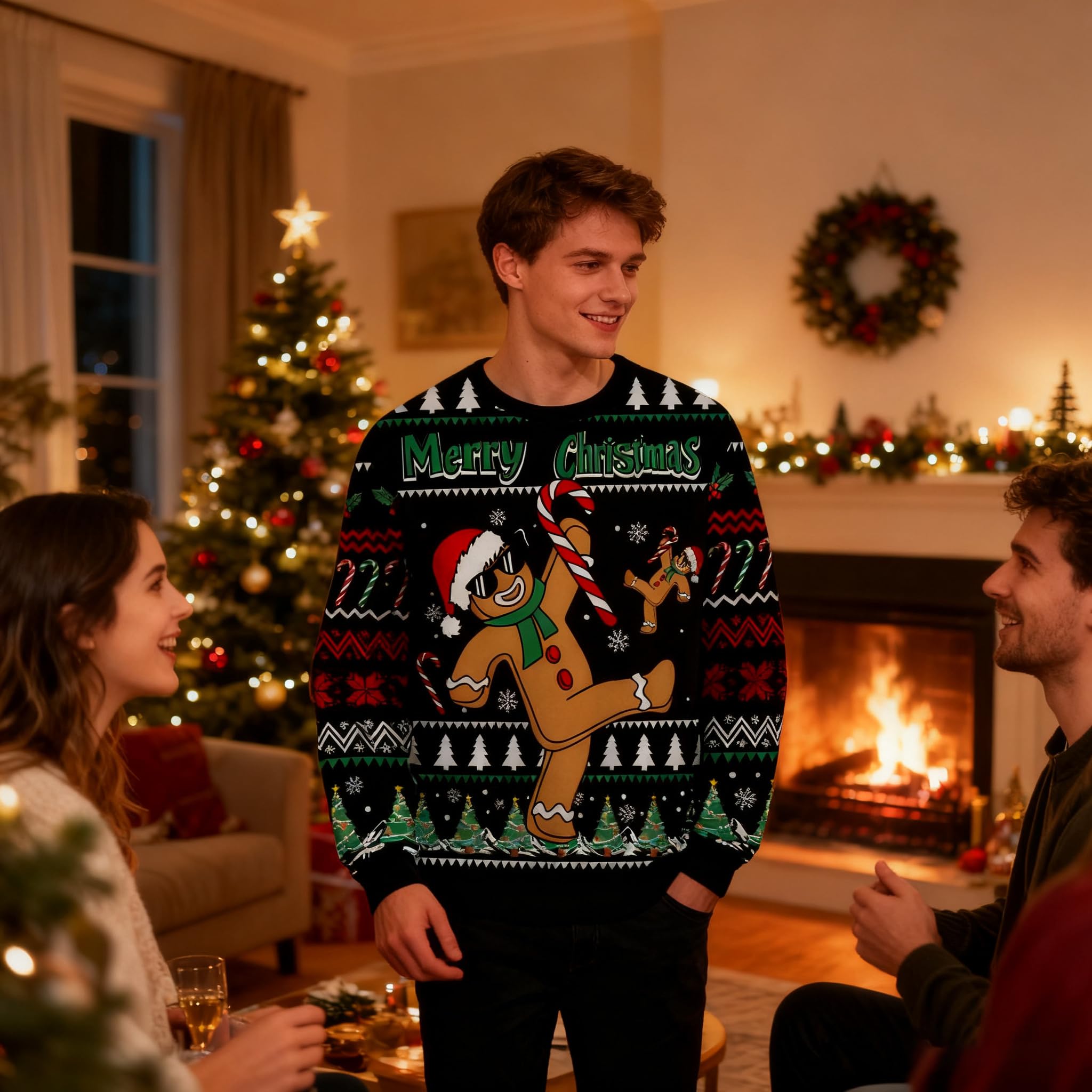 ALISISTER Unisex Ugly Christmas Jumper 3D Navidad Suéter de Manga Larga S-3XL