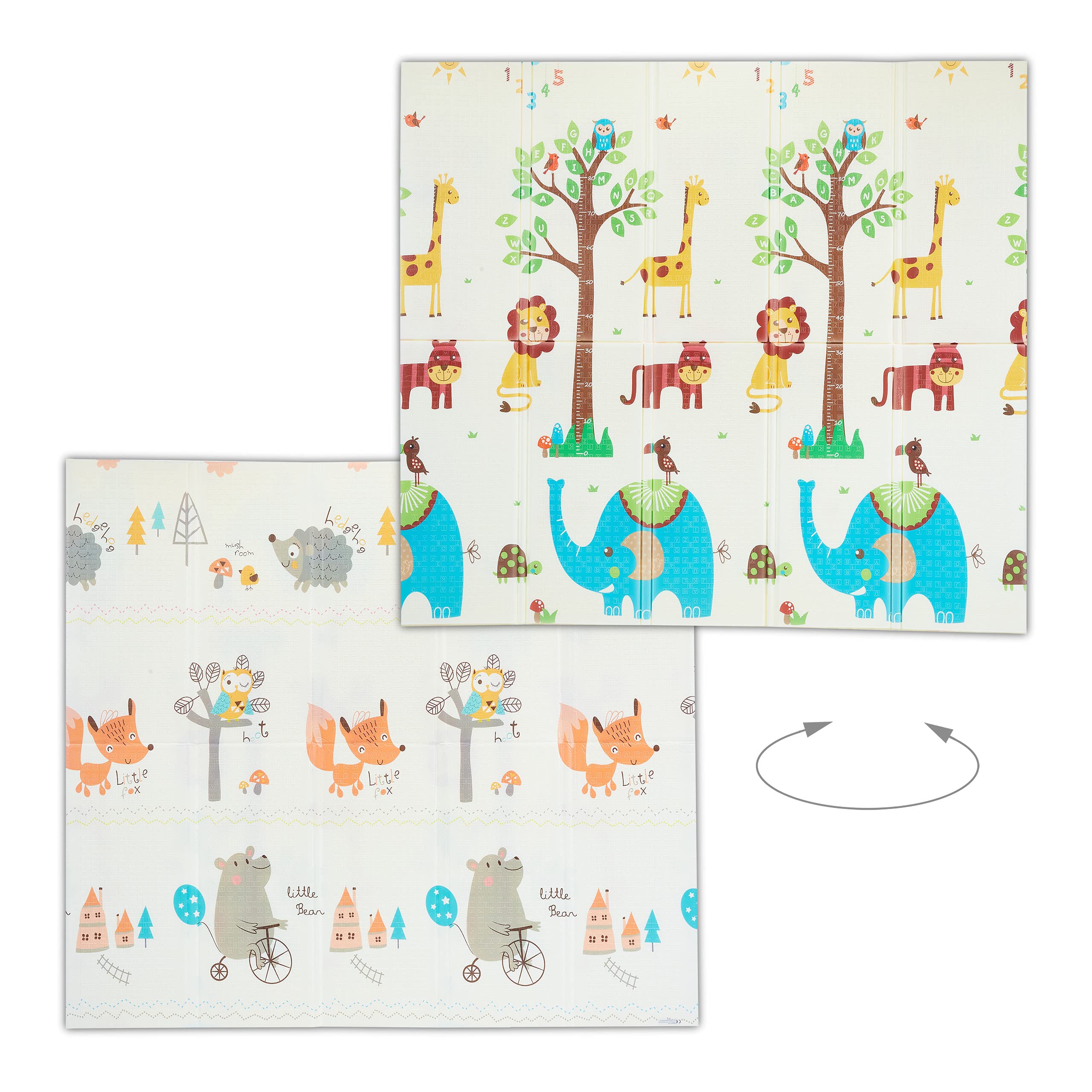 Relaxdays Tappeto per Bambini, Pieghevole e Lavabile, 195 x 175 cm, Atossico, Gommapiuma XPE, Motivo Animali, Colorato
