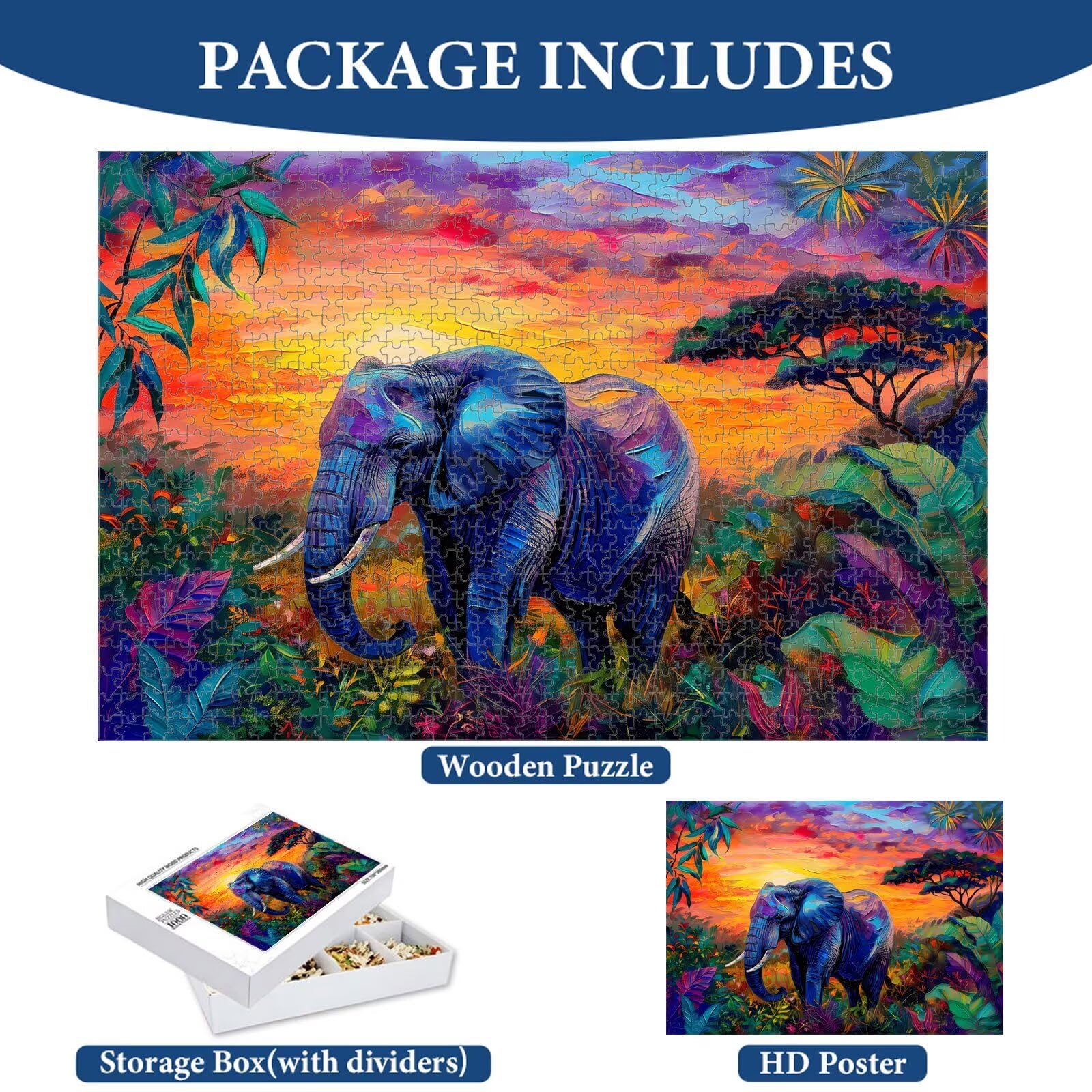 5000 Pezzi Puzzle Adulti - Elefante & Tropicale - Decorazione Murale 1T#22