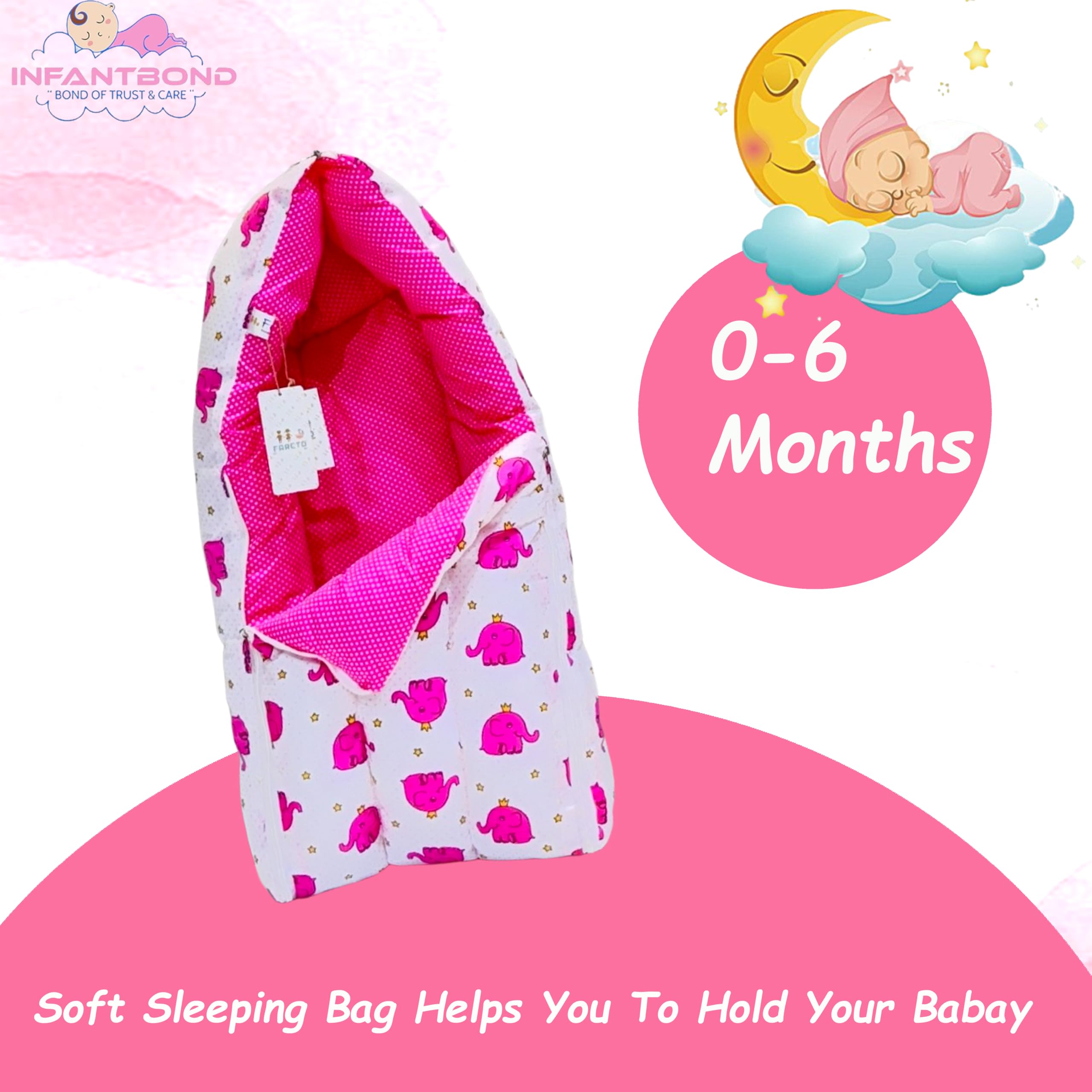Infantbond Combo of Baby Bedding Set | Baby Bed | Newborn Baby Bedding All (0-6 Months) (Elephant) (3, Pink E) 2