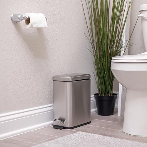 Miniatura 7 de Bote de basura rectangular de 5 L con forro antideslizante y tapa antideslizante se utiliza como mini cesta de basura contenedor delgado o