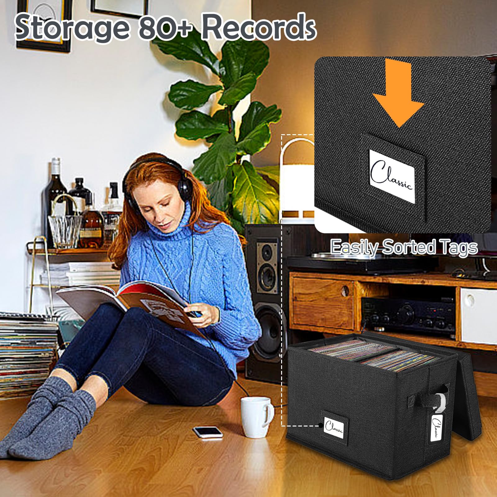 Amazon.co.jp: Woodoulogy ビニールレコード収納ボックス 7インチ