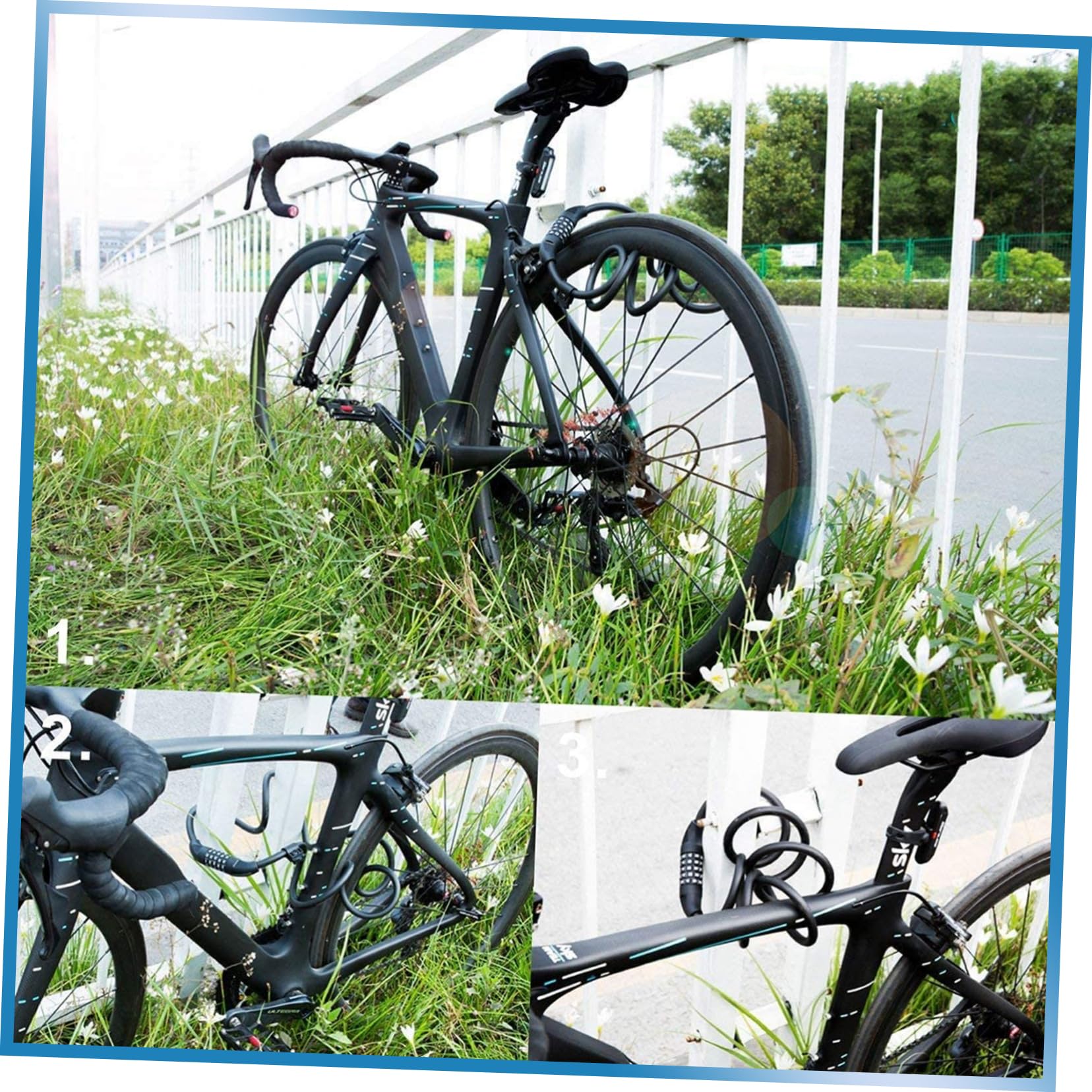Lucchetto Catena per Bici Lucchetto di Sicurezza Cifre Ripristinabile Nero Adatto Biciclette Cancelli Recinzioni Scale