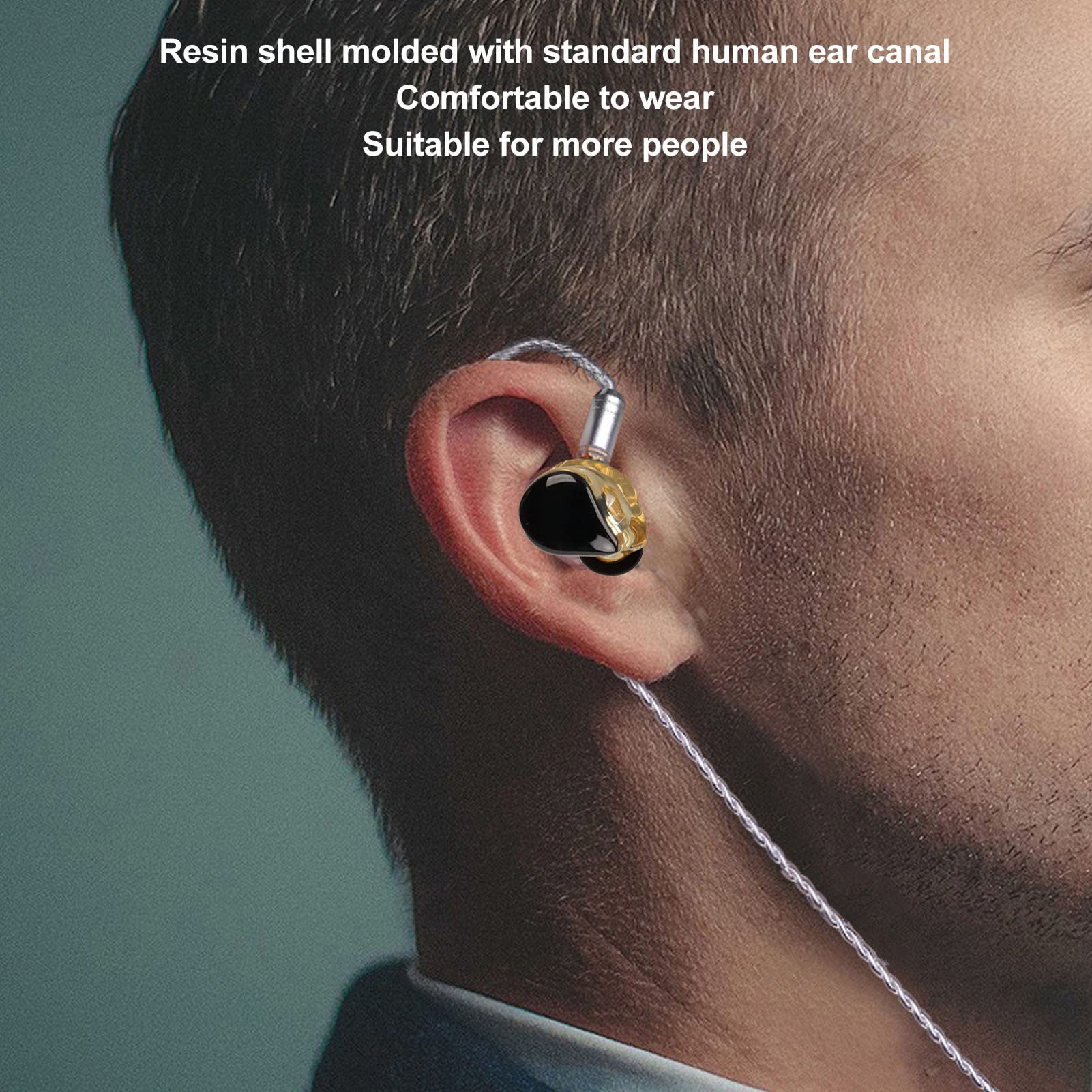 Słuchawki Douszne z Monitorem, Przewodowe Słuchawki Douszne do Gier HiFi Słuchawki IEM z Kablem Połączeniowym MMCX dla Piosenkarzy Muzyków Perkusistów DJ, Mocny Bas, Wygodne w