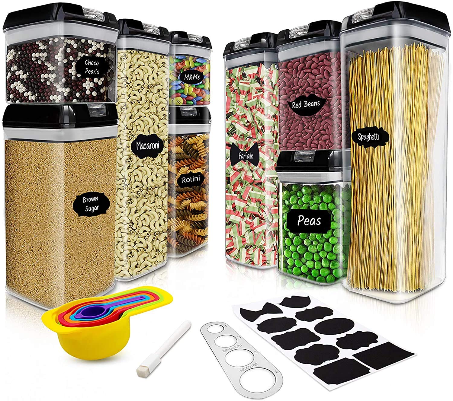 Airtight Food Storage Container Set 9 PC Set/All Same Size Labels