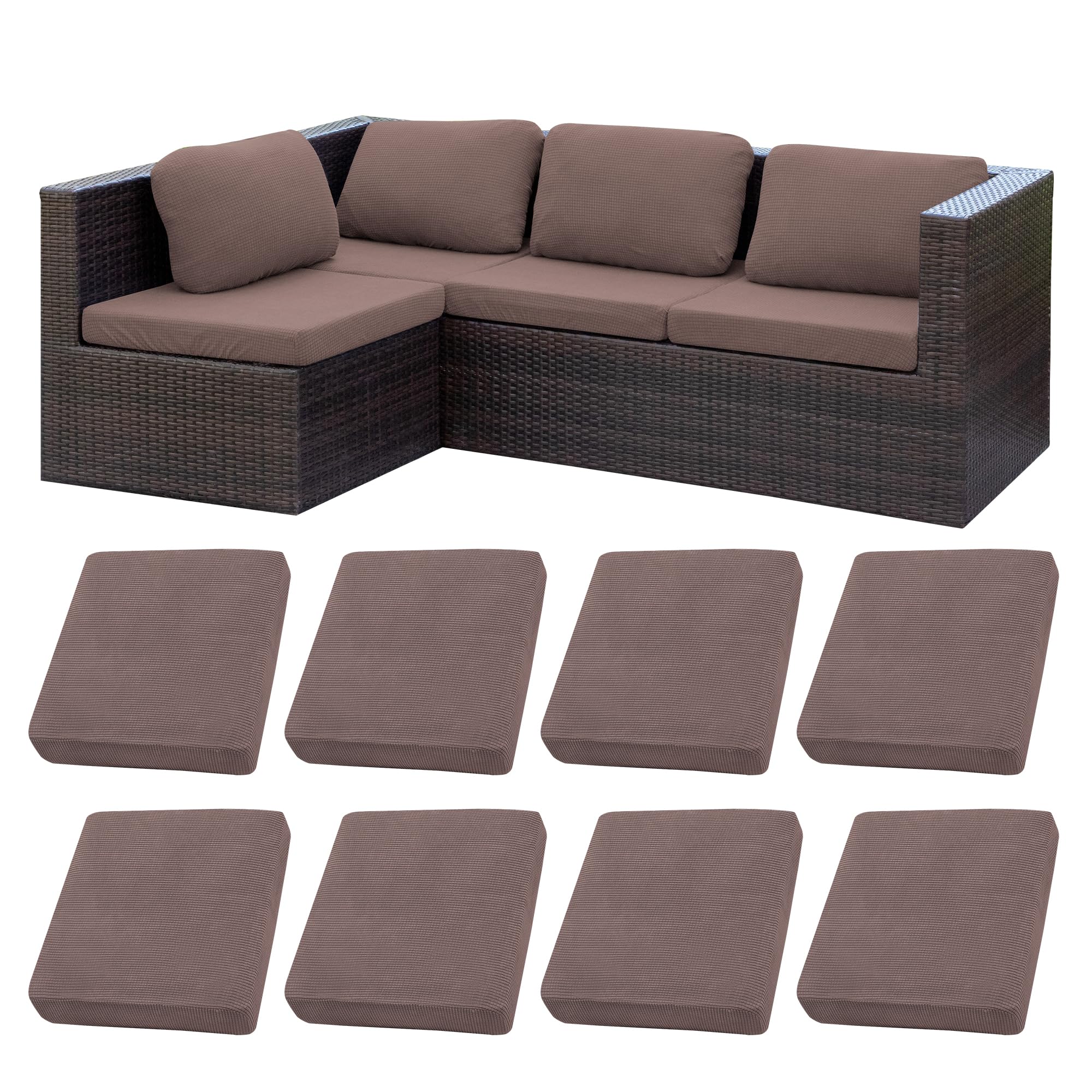 8 Pcs Outdoor Cushion Covers, Patio Sofa Cushion Covers Replacement