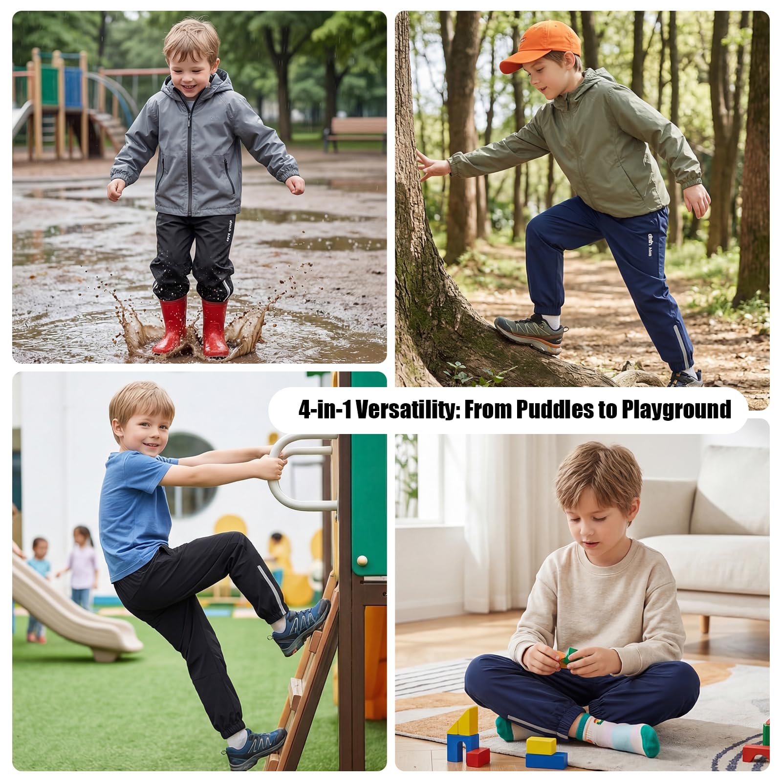 Pantalon de Randonnée Imperméable Coupe-Vent Léger pour Garçon Fille 5-14 Ans