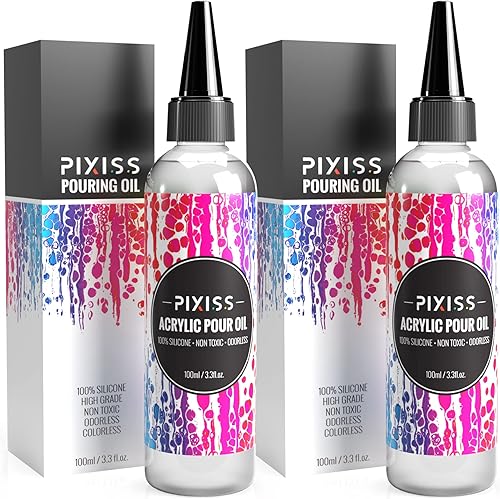 Paquete de 2 aceites acrílicos para verter 100% silicona para verter y pintar acrílico, 100 unidades de aceite de silicona líquida, silicona
