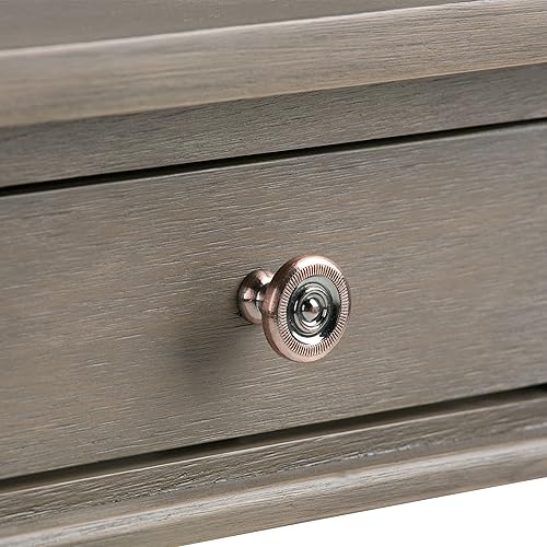 Miniatura 5 de SIMPLIHOME Carlton - Mesa auxiliar cuadrada de transición de madera maciza de 18 pulgadas de ancho, color gris con almacenamiento, 1 cajón, para