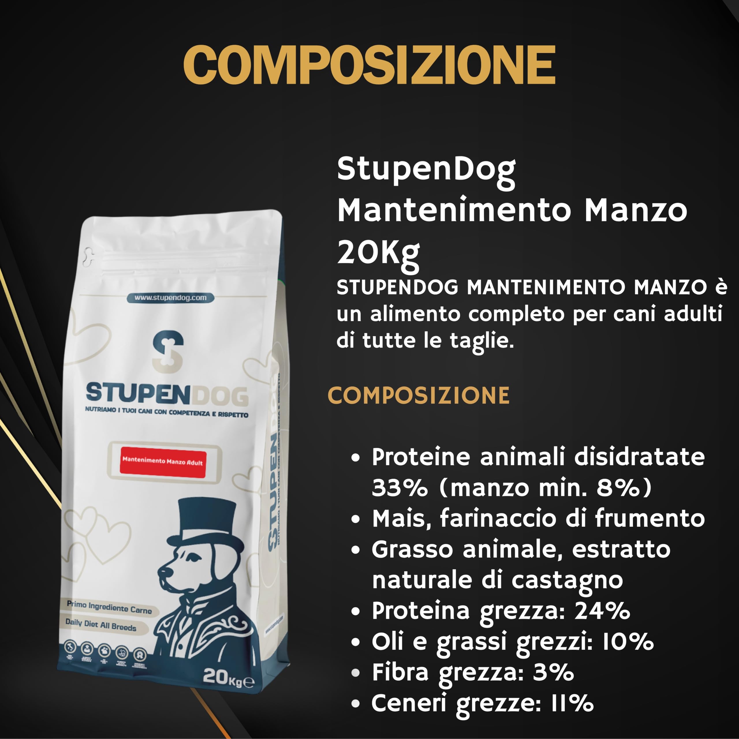 STUPENDOG Pienso para perros de 20 kg para perros adultos de todos los tamaños – Alimento completo con carne – Para el mantenimiento del perro