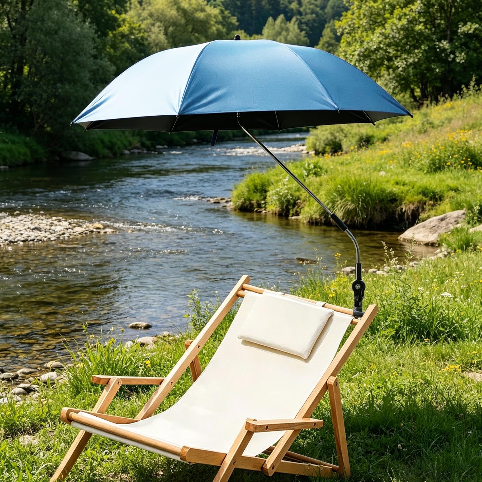 Sombrilla De Playa Con Pinza, Sombrilla De Jardín Giratoria 360° Para Silla De Playa, Sombrillas Plegable De Camping Para Proteger Del Sol Para Pesca, Patio Y Jardín 106 Cm