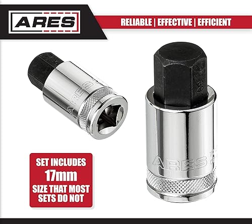 Miniatura 4 de ARES 70108-Juego de 12 piezas de dados hexagonales métricos – Zócalos de cromo vanadio con puntas de aleación S2 – Incluye organizador de enchufes