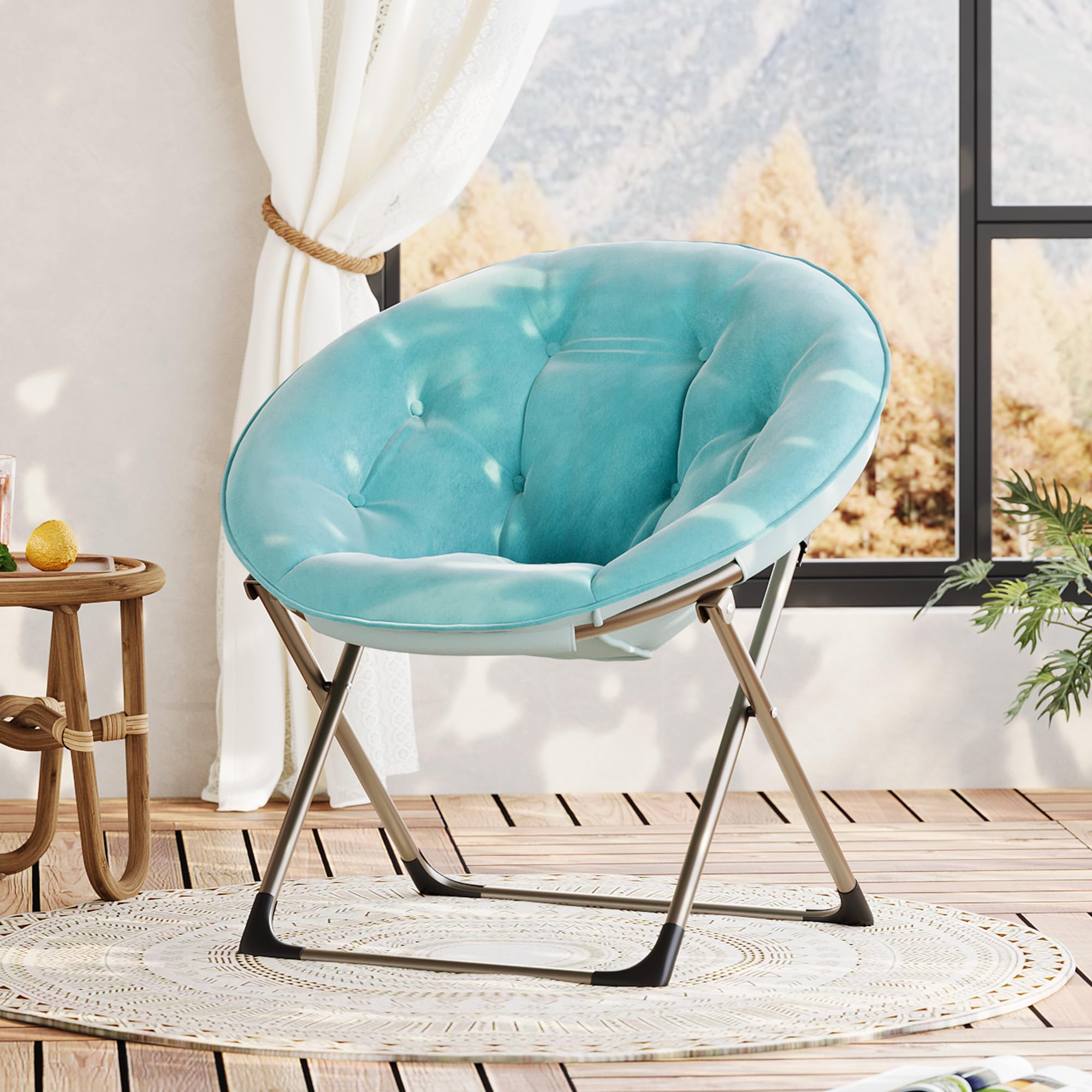 WIGSELBL Folding Saucer Chair Comfy Reading Chair For Bedroom Living
