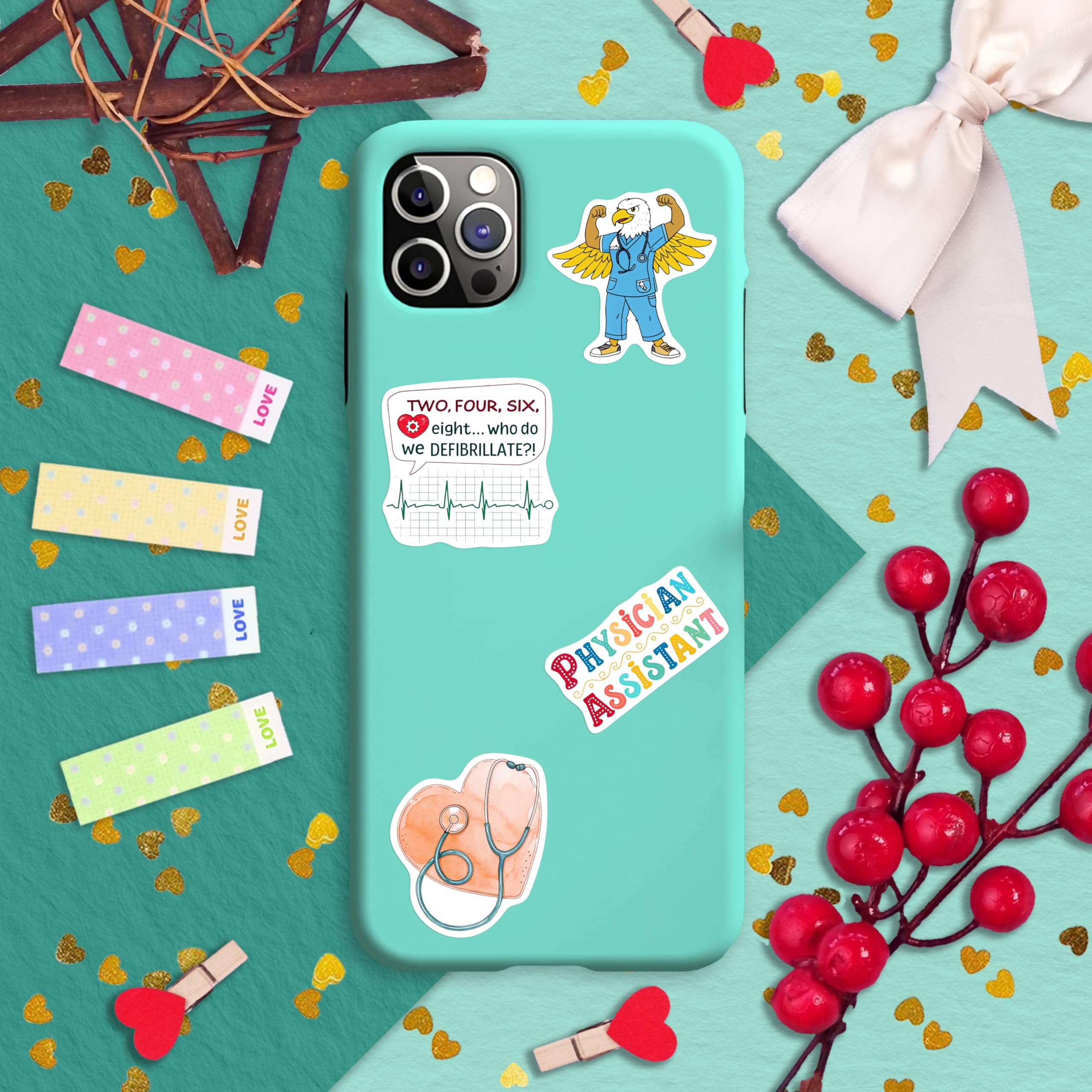 100Pcs Physician Assistant Stickers for Laptop, Water Bottle - PA Stickers - Funny Physician Assistant Gifts, Party Decoration- Medical Decals - Gift for Women & Men