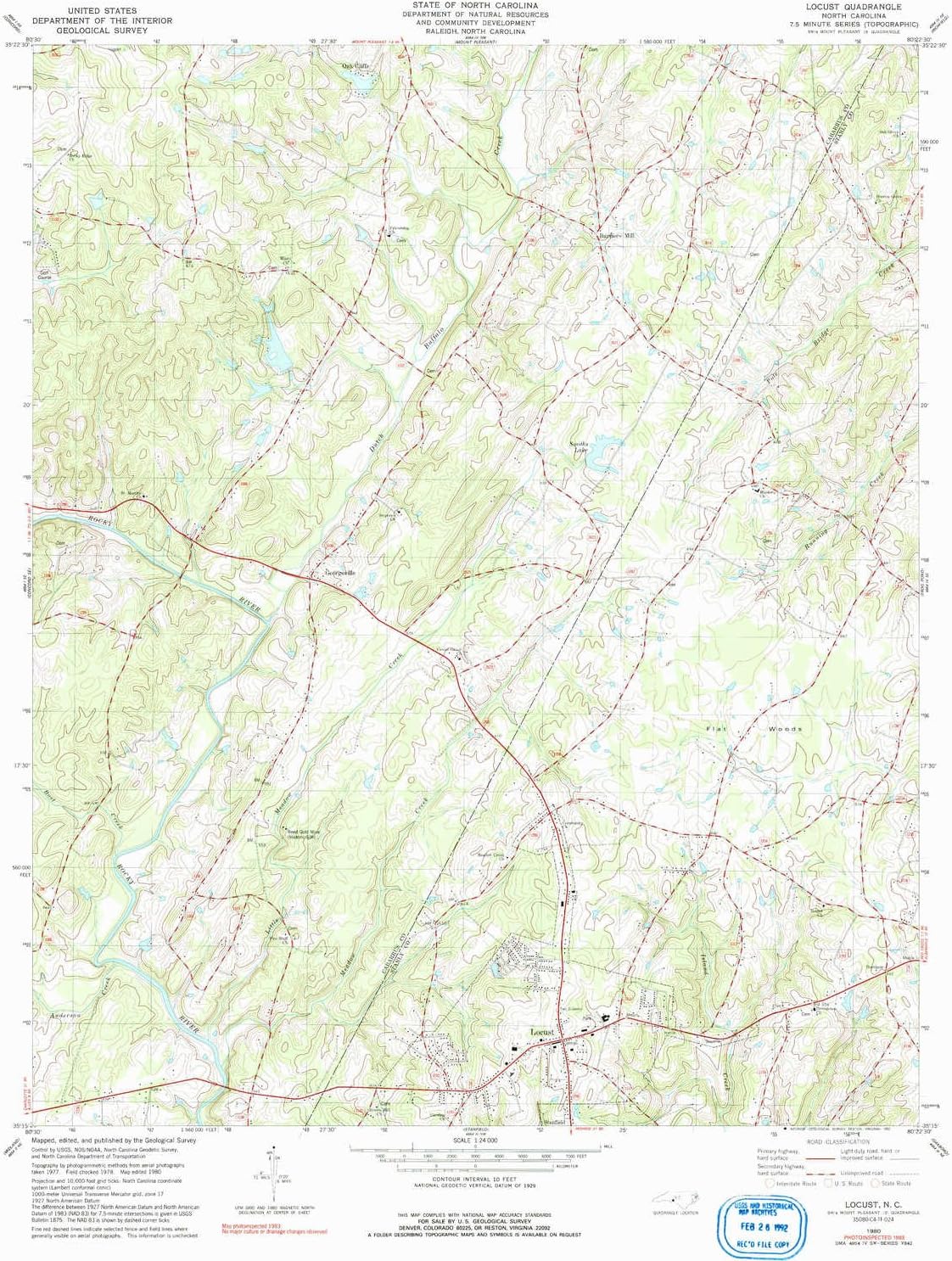 YellowMaps Locust NC topo map, 124000 Scale, 7.5 X 7.5