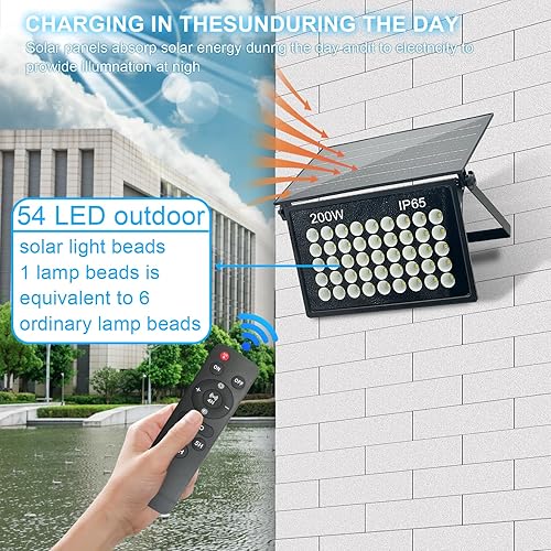 Miniatura 3 de Luces solares de seguridad de 200 W, luces de inundación solares, luces solares impermeables para exteriores, luces de seguridad alimentadas por