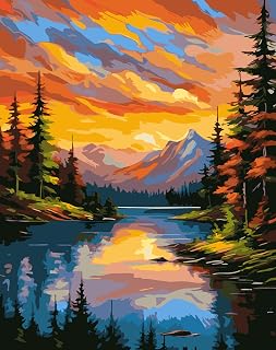 Ekuxom Landscape Paint by Numbers Kit for Adults-Mountain Adult Paint by Number Kits on Canvas-DIY Acrylic Watercolor Oil Paints Art for Home Decor Gift 16x20 Inch