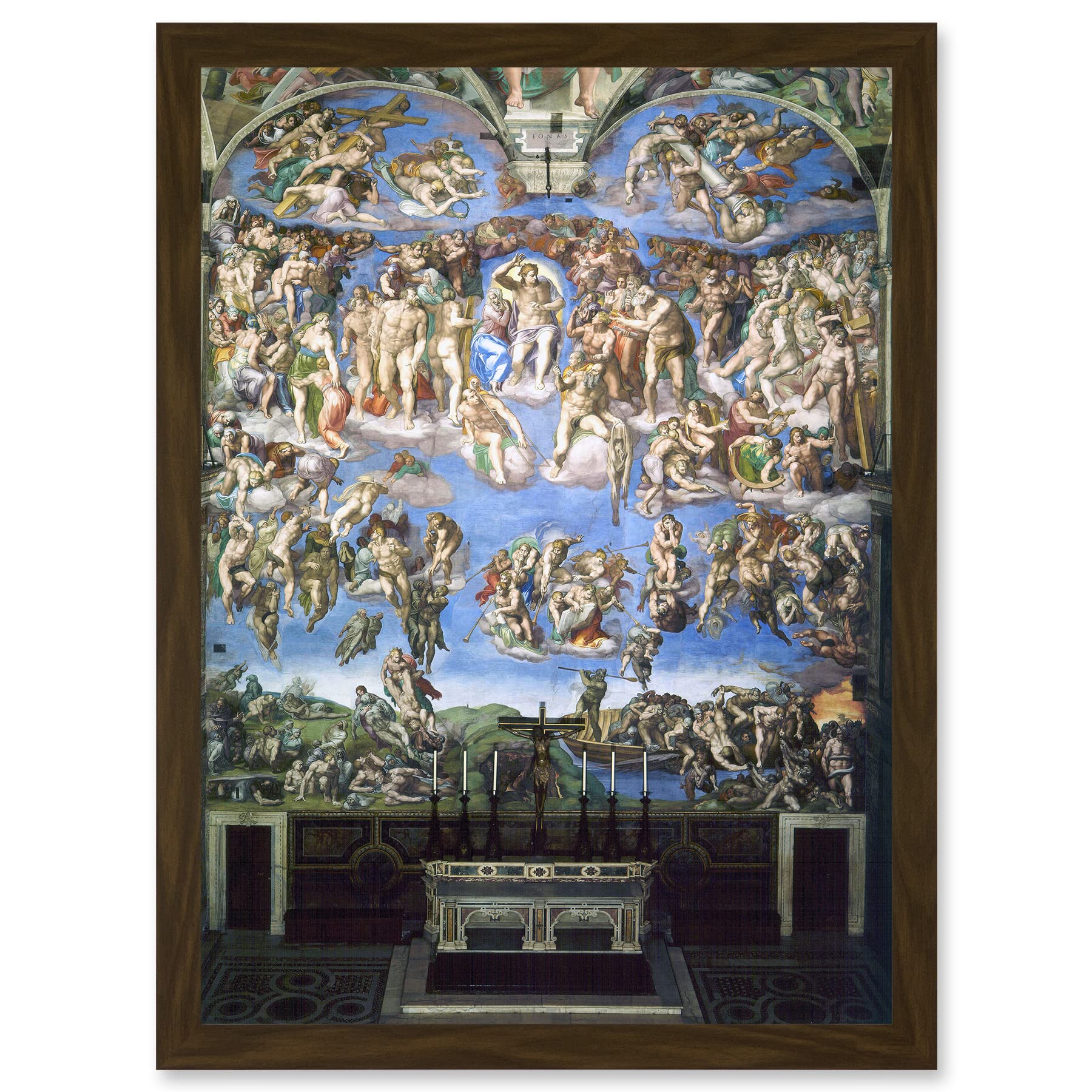 Michelangelo The Last Judgement 1541 Old Master Painting Artwork Framed Wall Art Print A4
