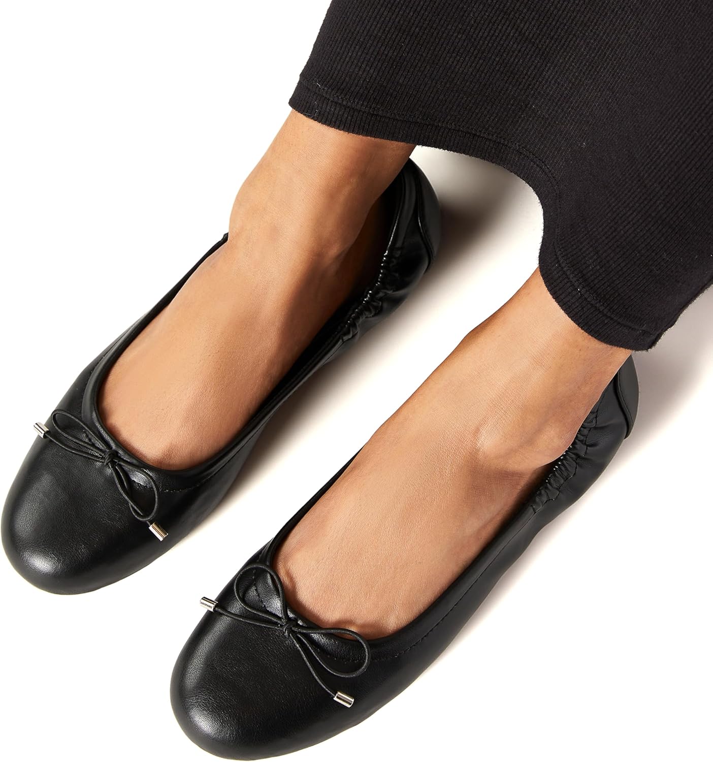 JustFab Womens Ballet Flats Shoes Foldable Round Toe Dress Shoes Comfortable Slip On Walking Flats Shoes Comfort Soft(Black,8) - Image 2