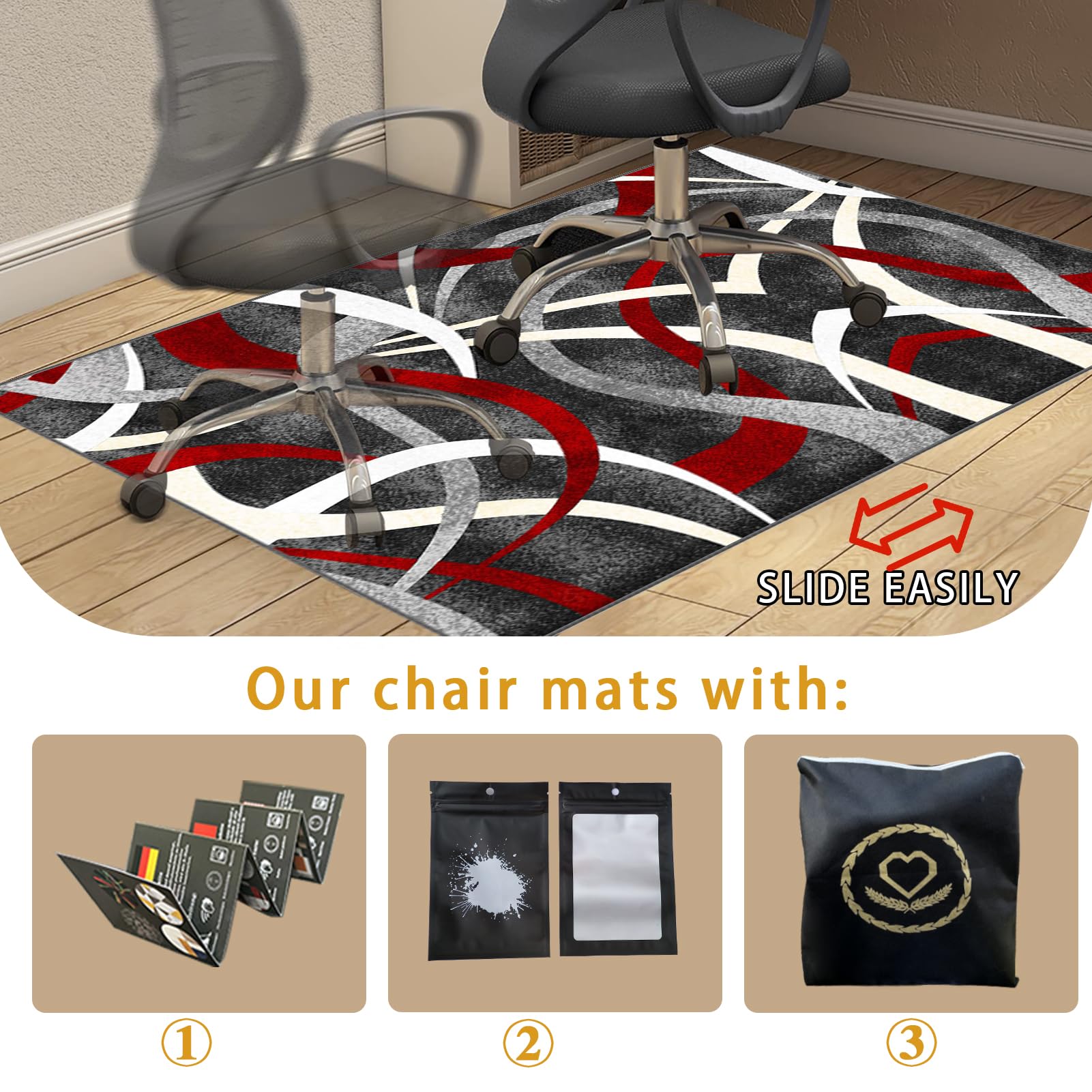 Tapis de chaise de bureau haut de gamme pour tapis à poils courts pour ordinateur de bureau, chaise de jeu avec surface facile à glisser, 90 x 140 cm, protection de sol pour bureau à domicile