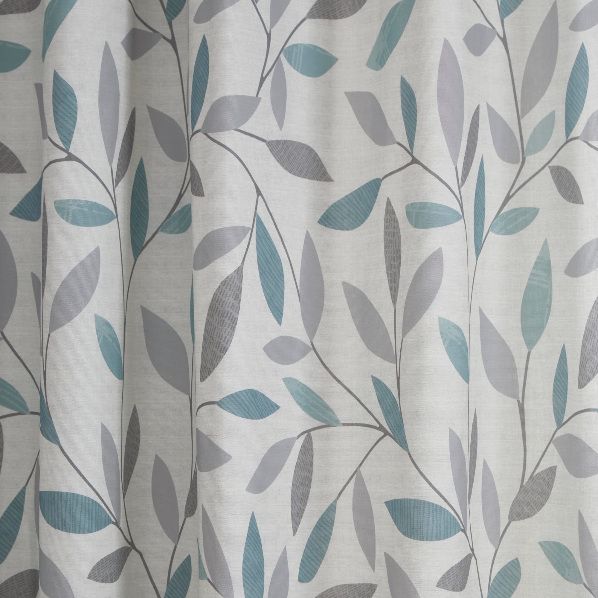 Fusion Duck Egg Blue Leaf Eyelet Curtains 66 x 72 Inches (168 x 183 cm), 100% Cotton, 2 Panels - Image 3