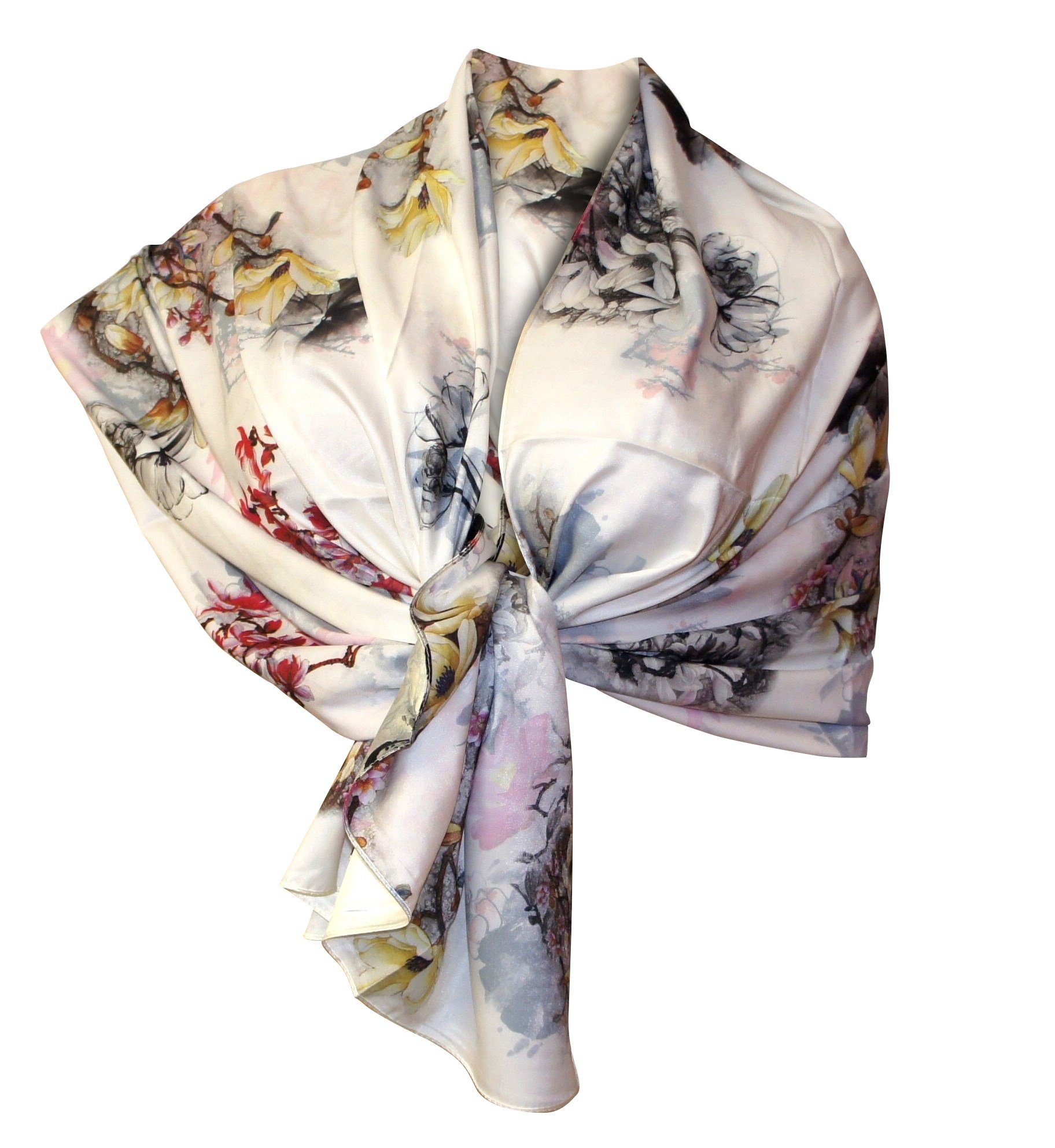 Lilla Elegante Sciarpa Tango Misto Seta Foulard Sciale Semi Trasparente Effetto Pizzo