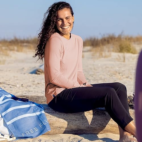 Miniatura 4 de Free Fly Camisa ligera de manga larga para mujer, protección solar UPF 40+, absorbe la humedad, camisa de viscosa de bambú transpirable