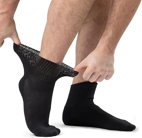 Calze Per Diabetici Donna Calzini Per Diabetici Uomo Extra Larghi Senza Elastico - 3 Paia In Cotone Morbido Per Piedi Gonfi Calze Senza Elastico Per Piedi Gonfi E Edema - Foto 7