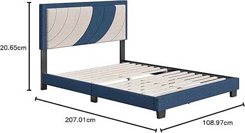 Miniatura 123 de Boyd Sleep Beaumont - Cama de plataforma tapizada con cabecero, base de colchón con 14 soportes de listones de madera, no requiere somier, piel