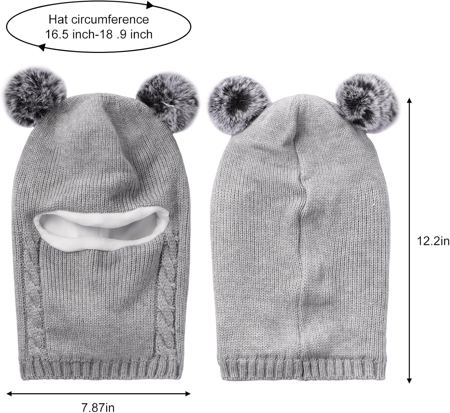 Baby Girls Boys Knitted Winter Hat Scarf Toddler Kids Earflap Hood Scarves Caps Fleece Lined - Image 7