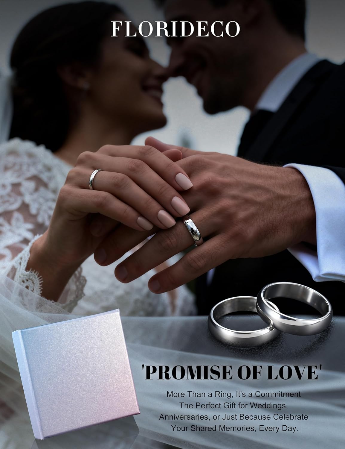 Florideco Stainless Steel Ring Wedding Bands for Women Mens Ring Wedding Band Plain Dome High Polished Size 6 to 10 - Image 6