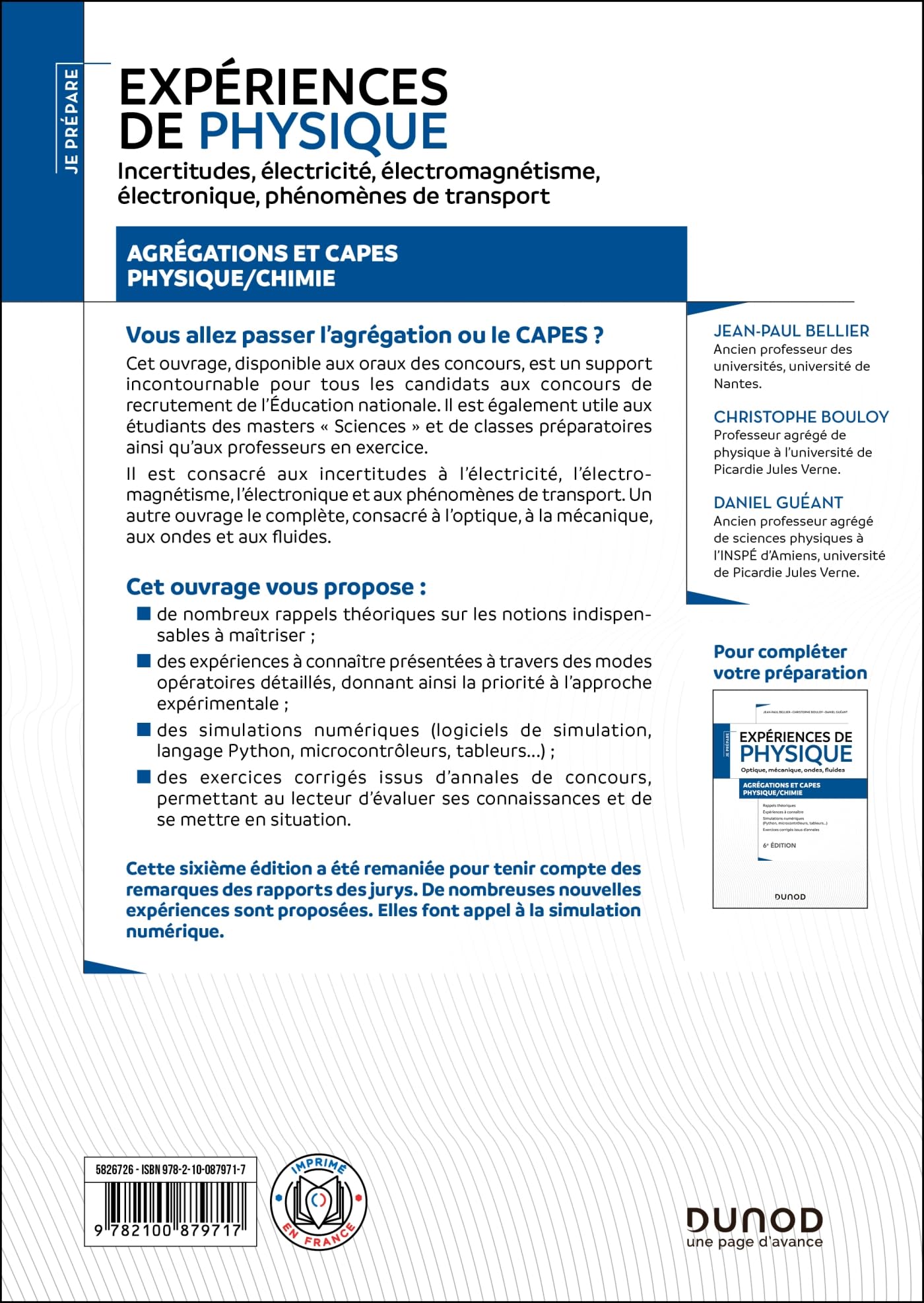 Expériences de physique - Incertitudes, électricité, électromagnétisme, électronique - 6e éd.: Agrégations et CAPES