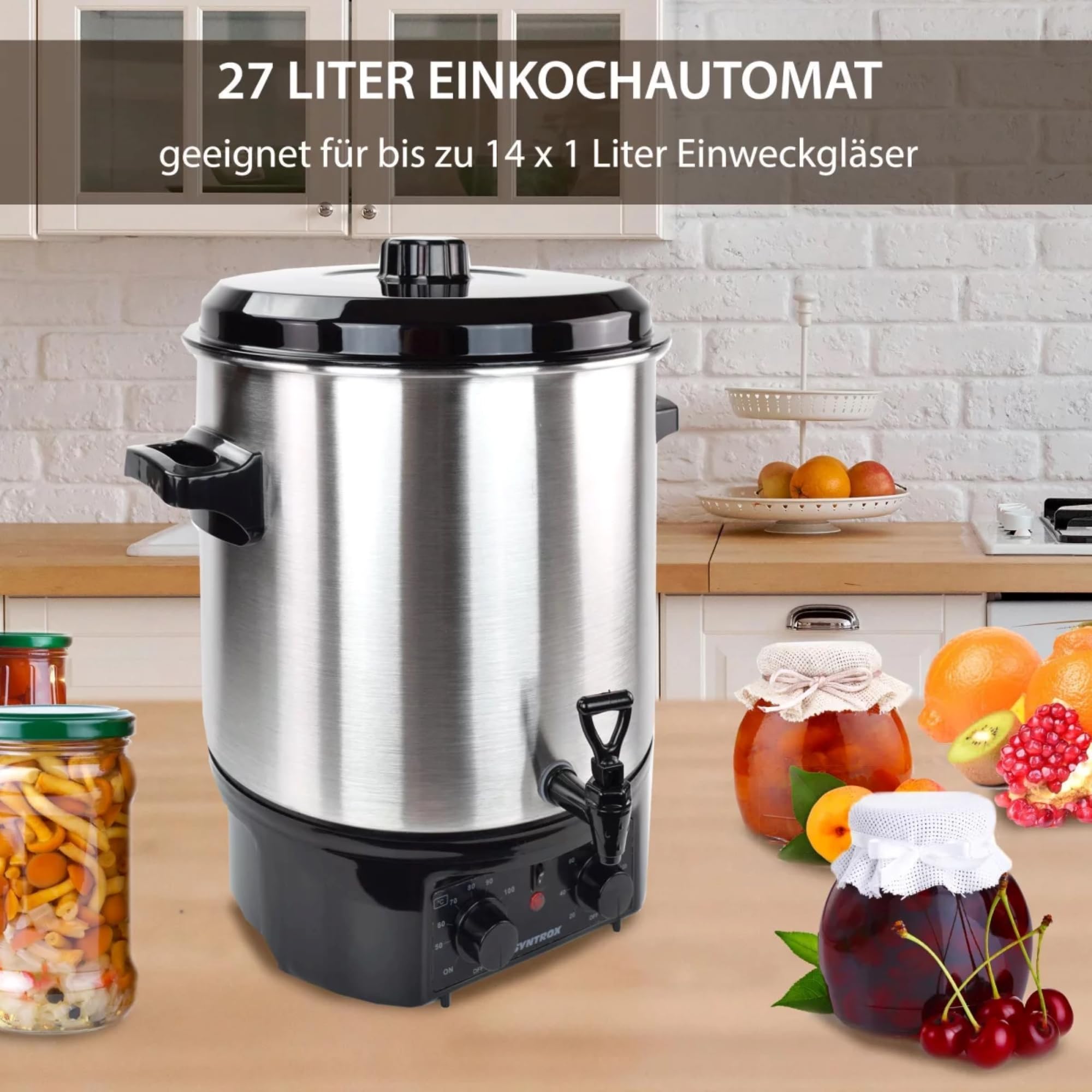 Syntrox Germany Einkochautomat Glühweinkocher 27 Liter Edelstahl 2000 Watt
