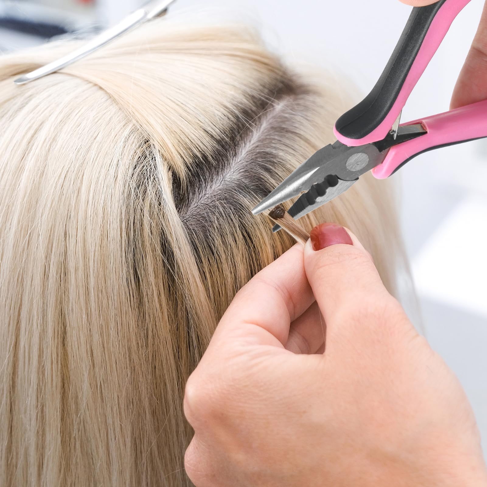 Hair Extension Pliers for Human Hair Extensions Apply and Removal 3 Hole Professional Stainless Steel Tape Hair Pliers Nano Tool with Non-Slip Grip for Removing Micro Rings Crushing Fusion Bond - Image 4