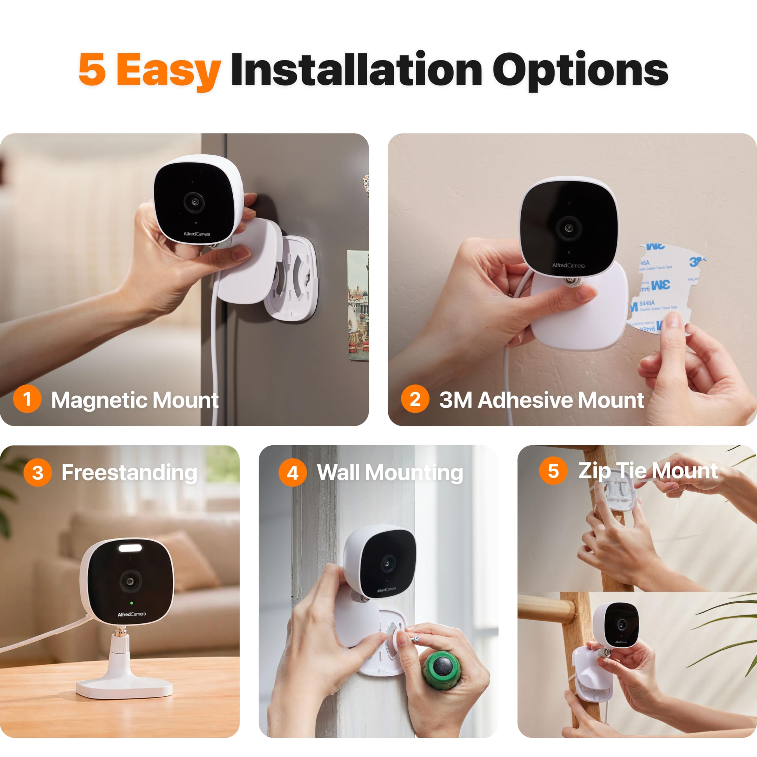 AlfredCam Plus 2 Cámara de Seguridad Exterior WiFi 2.5K con Foco LED, Visión Nocturna a Color, Audio Bidireccional, IP65 Impermeable, Grabación 24/7 con Tarjeta 64GB