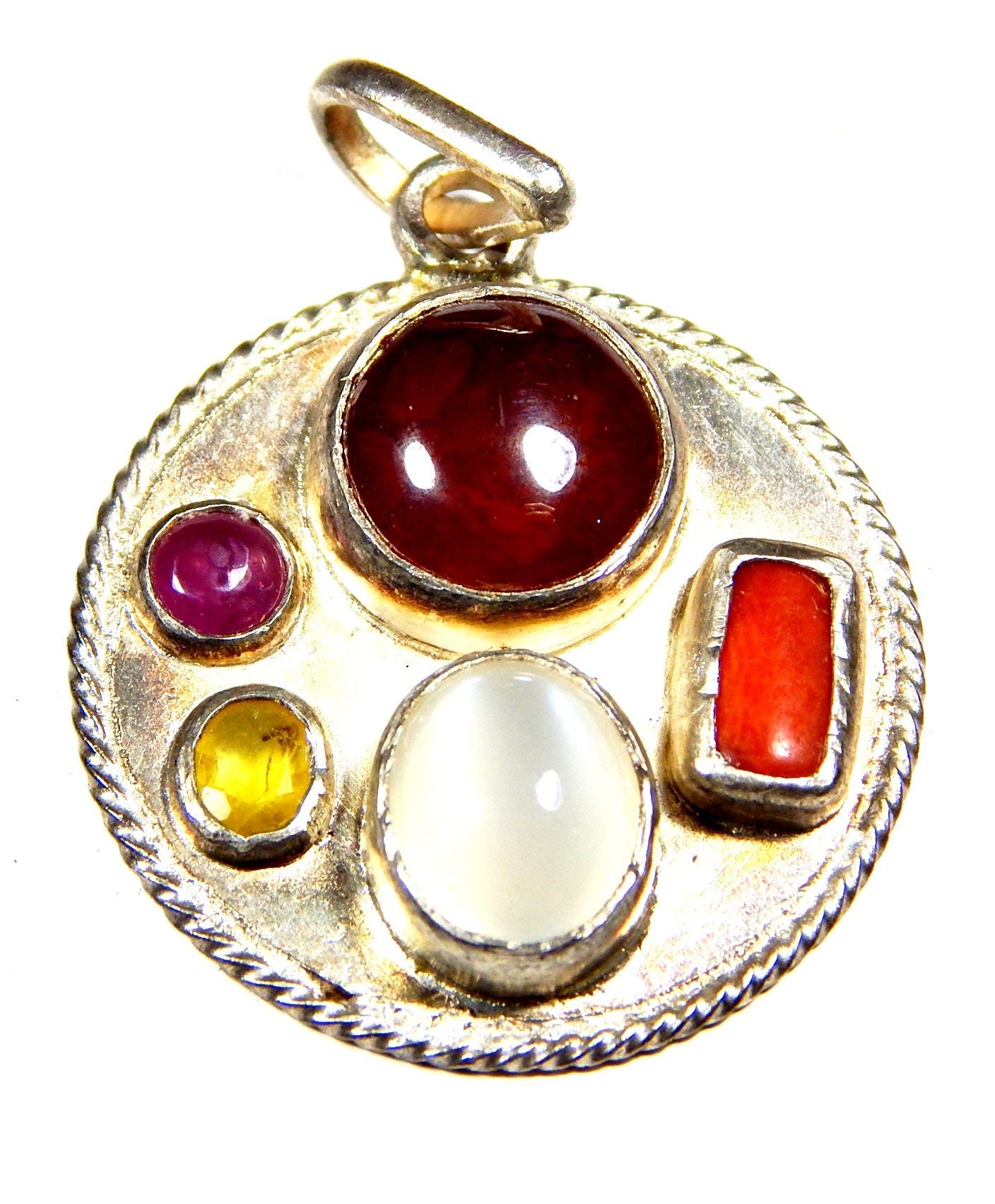 XUETZALCOATL Antique Pacha Ratna Locket with Yemeni, Burmese Ruby, Ceylon Yellow Sapphire, Ceylon Moon Stone, Italian Red Coral
