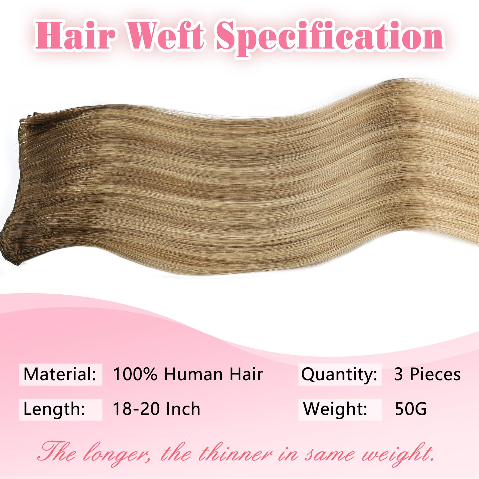 ABH AMAZINGBEAUTY HAIR Sew in Hand Tied Weft Hair Extensions, Rooted and Highlighted Human Hair - Image 3