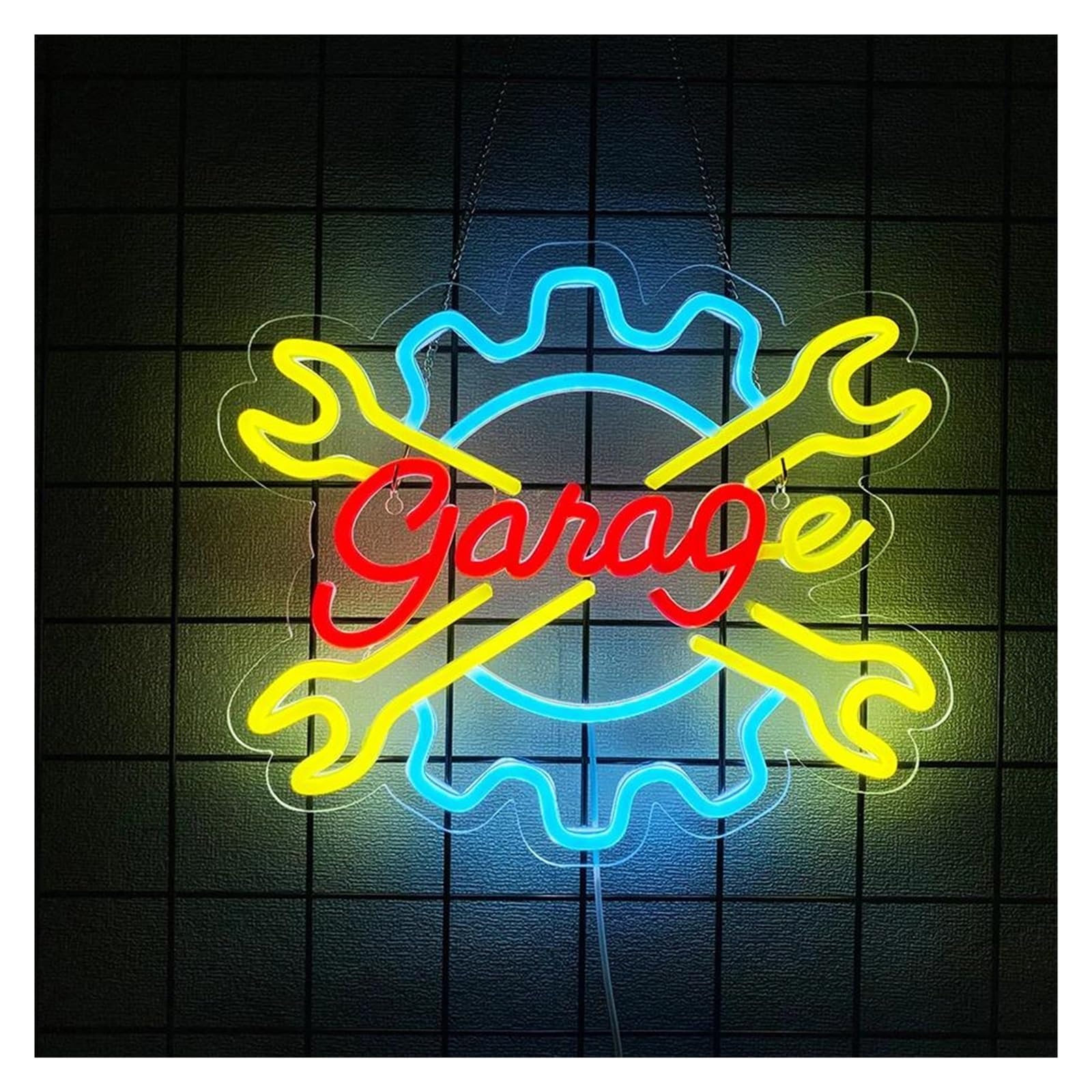 LEMST Sign Lamp Garages Neon Signs Lights for Car Repair Man Caves Shops Wall Decor Sign Illuminated Dimmable USB Lamp 31.6cmx26.6cm