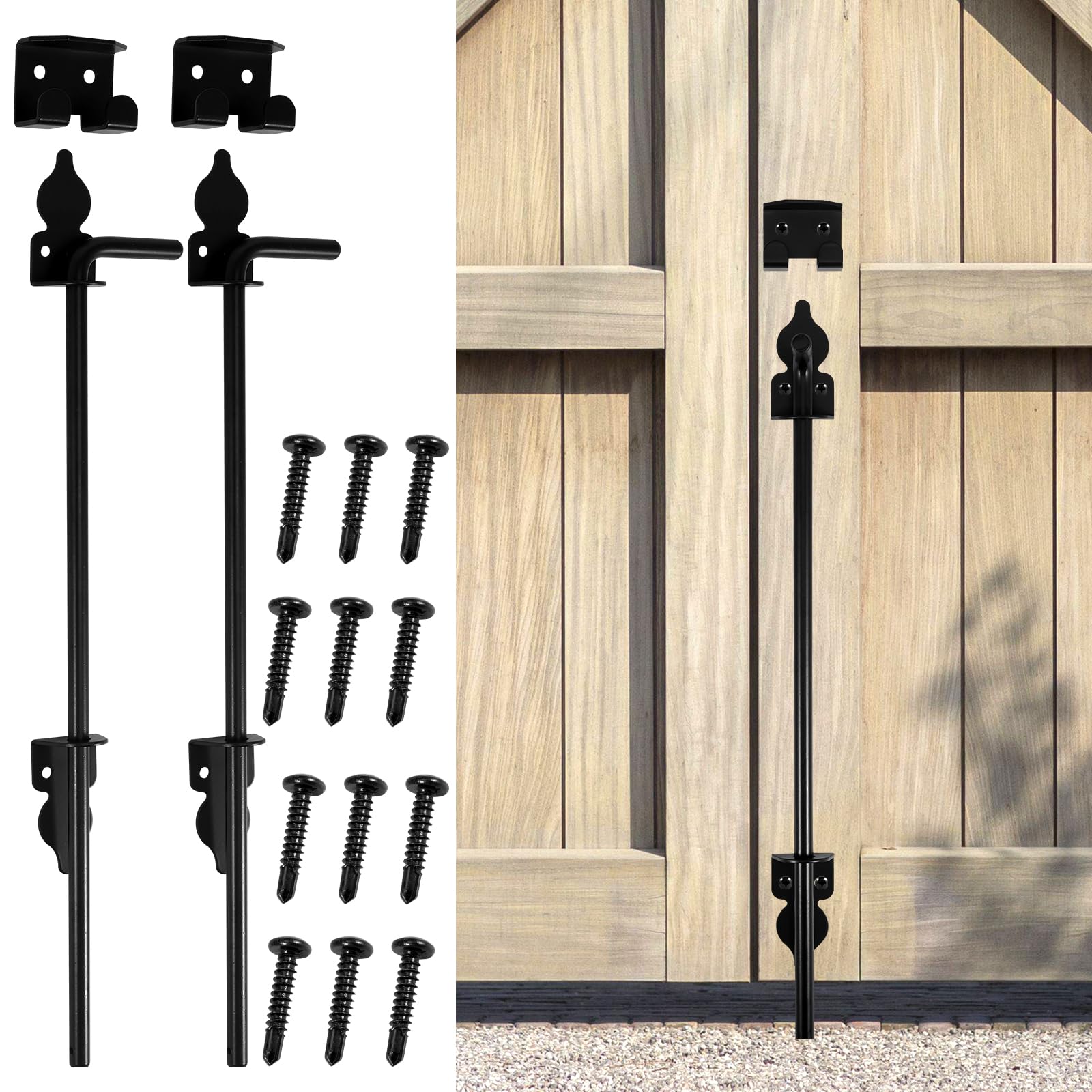 Nihuifdpy 2Pcs Cane Gate Drop Bolt Rod Kit 12Inch Heavy Duty Iron Gate Ground Latch Multipurpose Fence Ground Latch Gates Doors Stopper For Gates Grounds Wood Pvc Fences Doors(,12Inches)