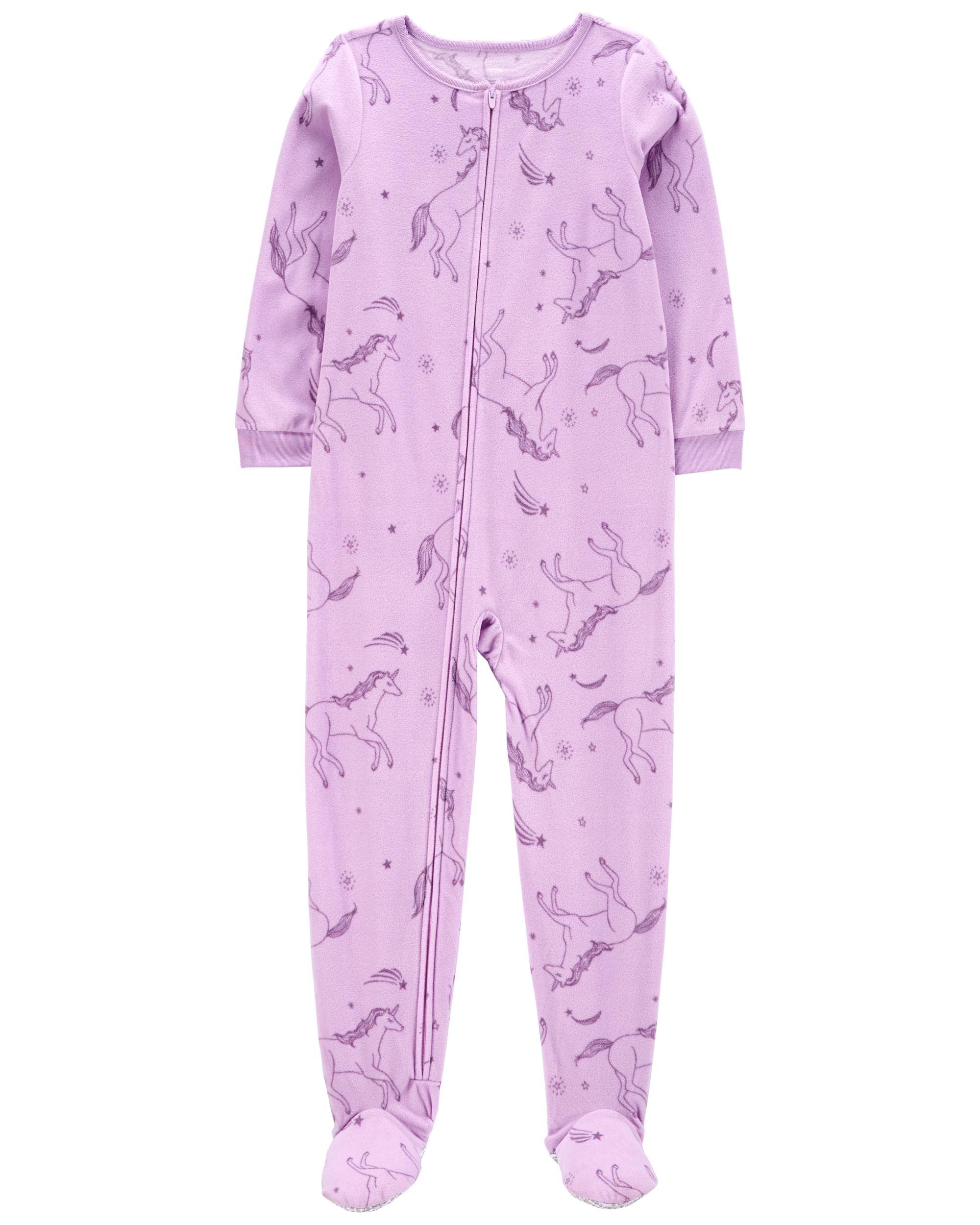 Girls Footed 1 Piece Fleece Sleeper Pajamas