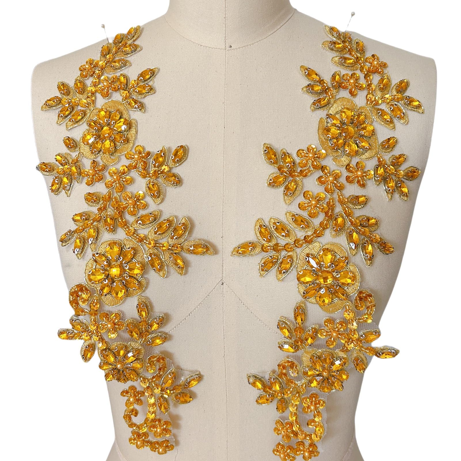 Appliques en dentelle strass pierres perles de verre pour robe de mariée