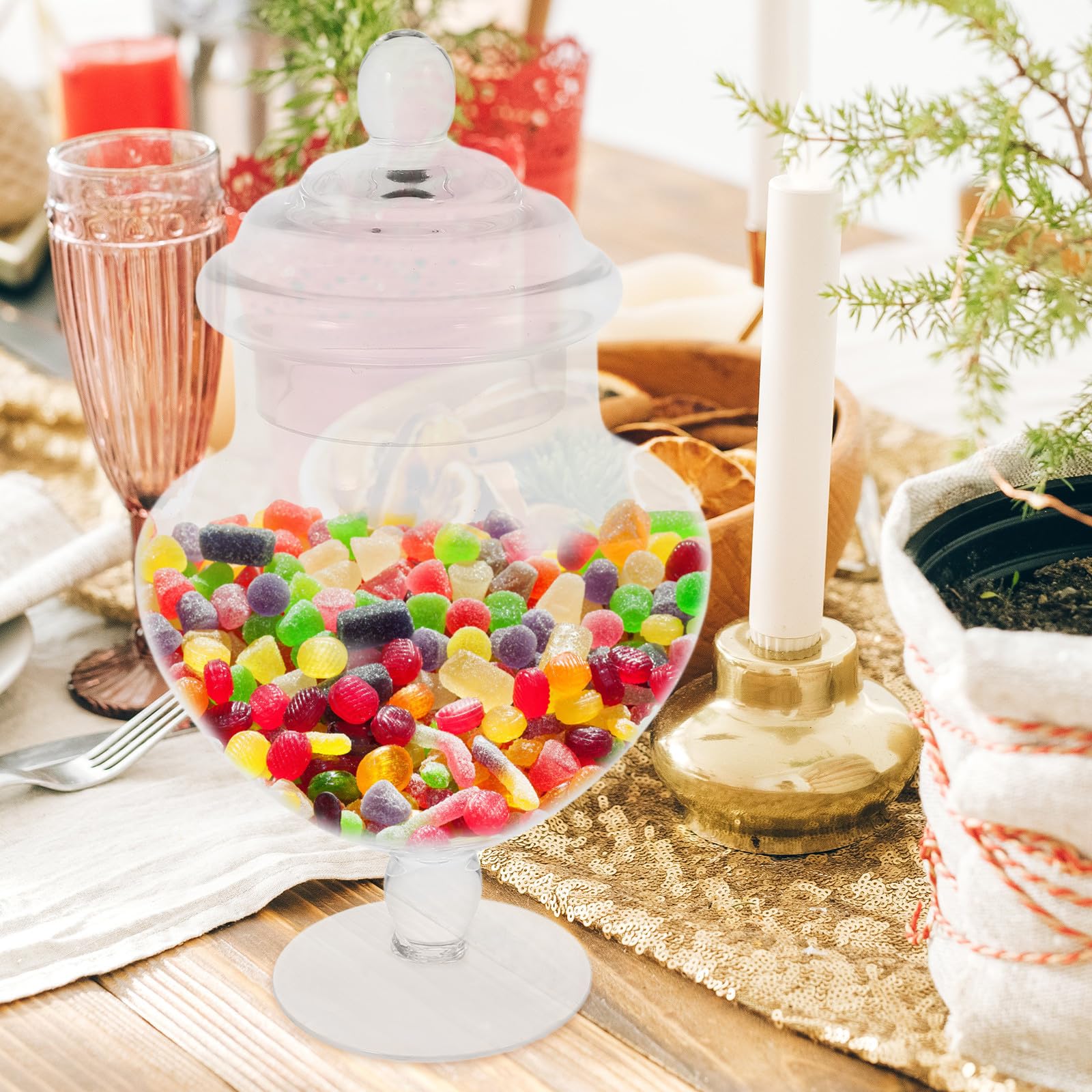 SOLUSTRE Frasco de Vidrio para Dulces y Frutos Secos, Recipiente Versátil y Fácil de Transportar Adecuado para Decoraciones de Fiesta y Uso Familiar