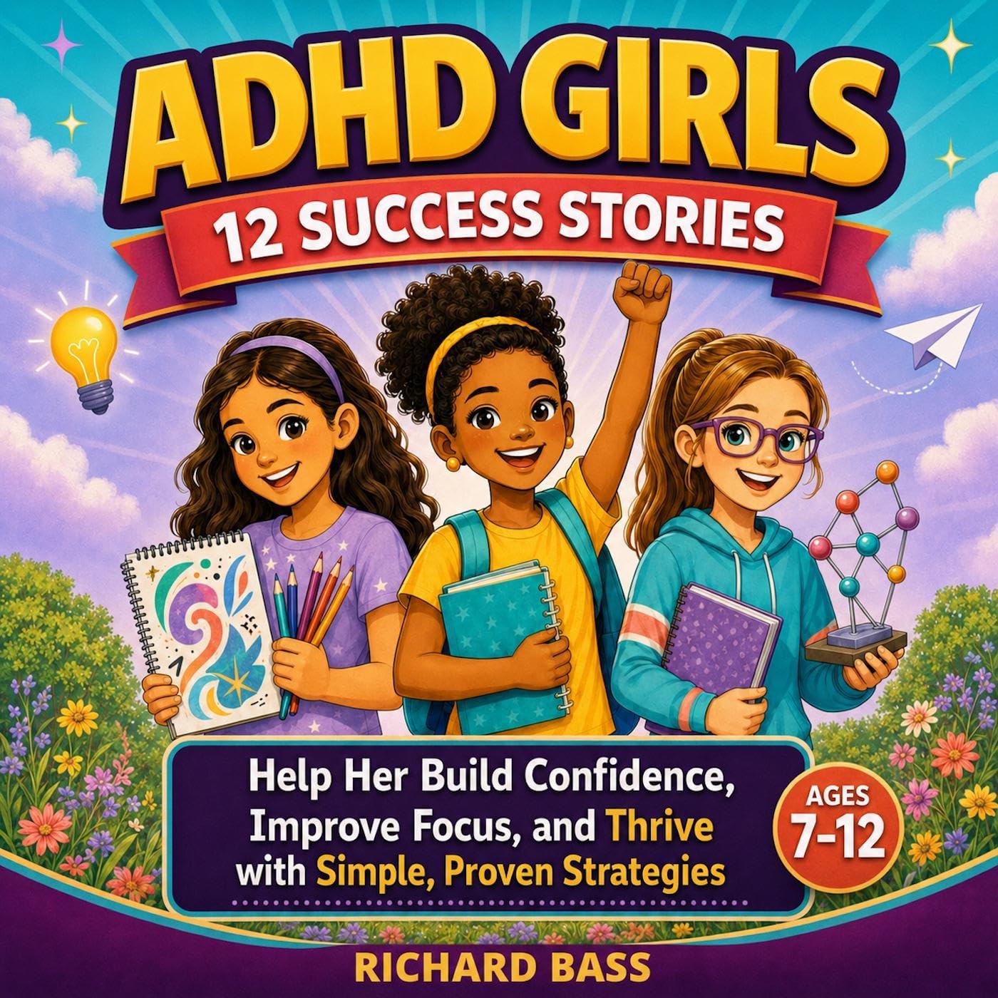 Cover art for ADHD Girls 12 Success Stories: Help Her Build Confidence, Improve Focus, and Thrive with Simple, Proven Strategies (Neurodivergent Success Stories Series Book 4)