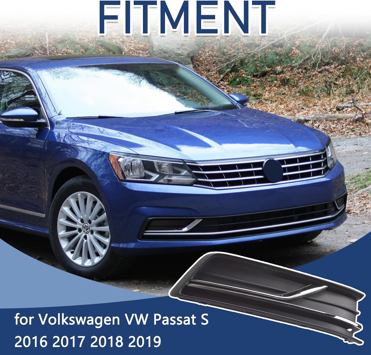 Front Bumper Lower Grille for Volkswagen VW Passat 2016-2019 Fog Light Cover - Image 3