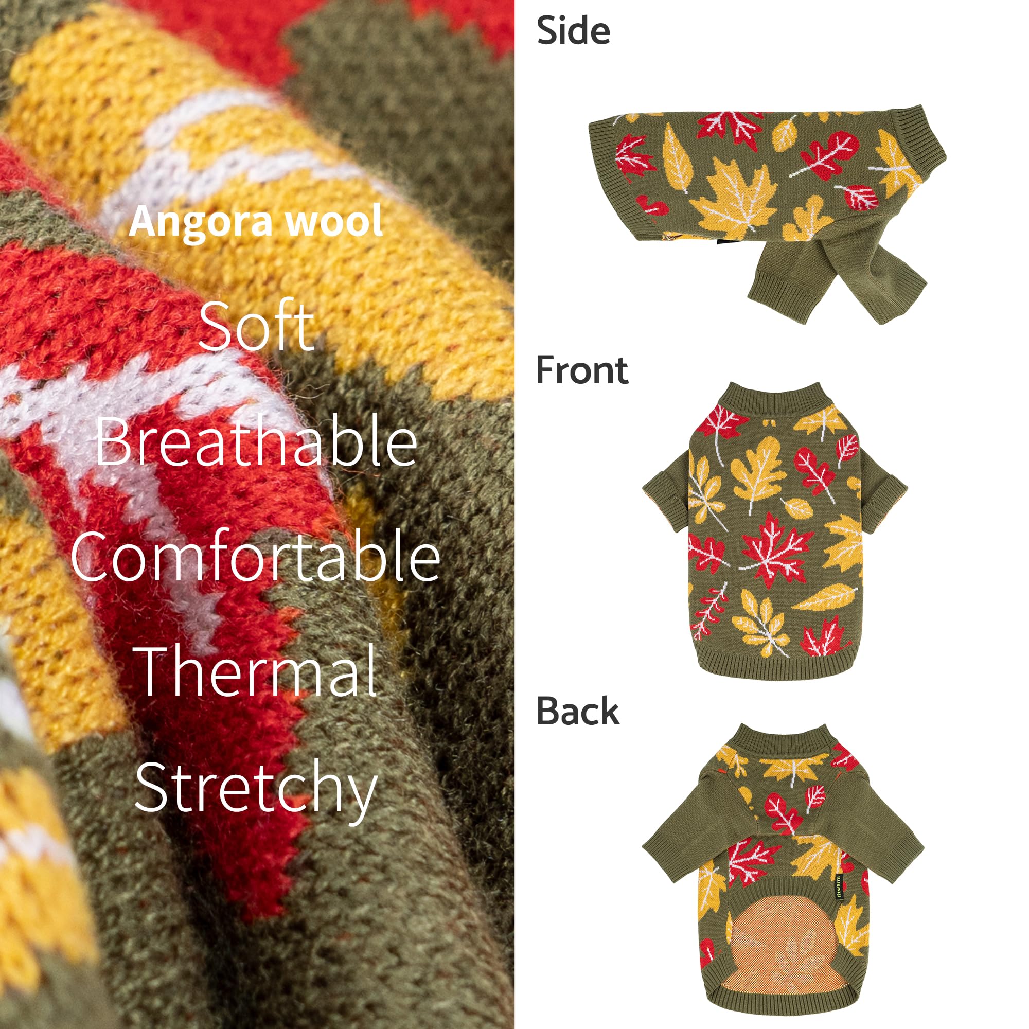 Fitwarm Maglione per cani in acero, abbigliamento invernale termico per cani di piccola taglia, ragazzo e ragazza, abbigliamento autunnale per animali domestici, rosso, giallo, bianco, verde oliva