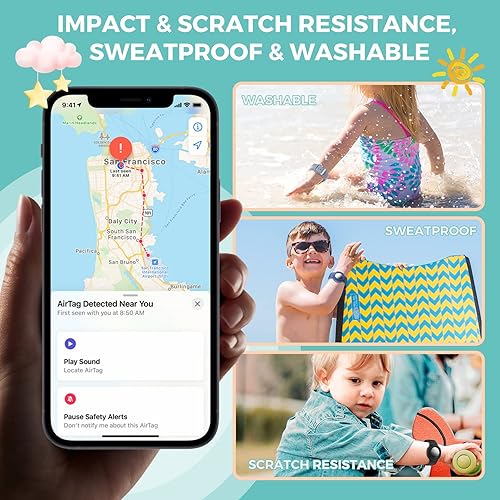 Miniatura 4 de Pulsera Air Tag para niños paquete de 2 Pulsera de silicona suave para niños Soporte ligero para rastreador GPS compatible con Apple Air Tag